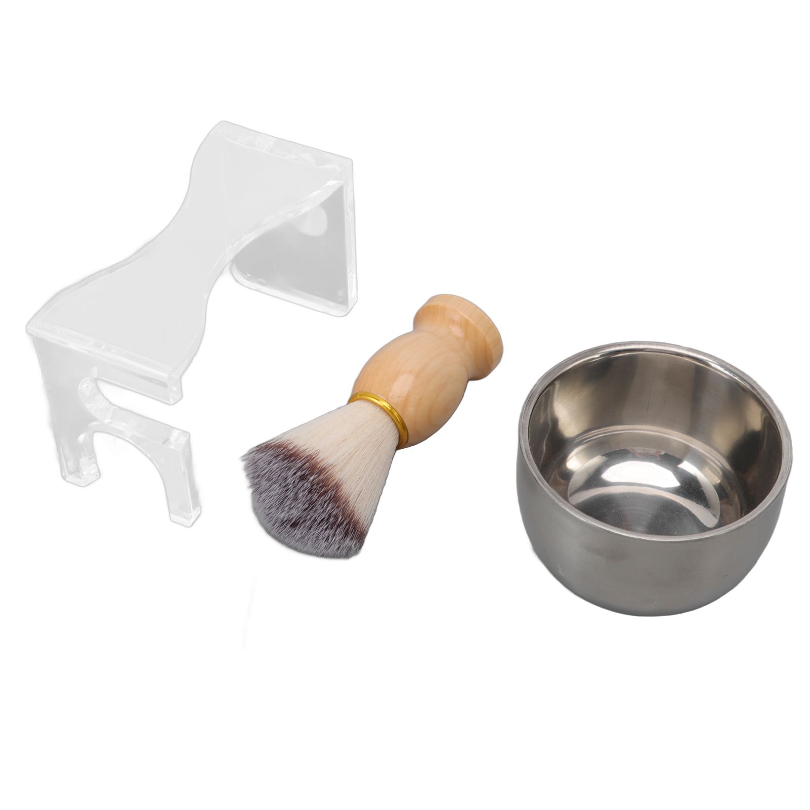 3 PCS Men Shaving Brush Set Acrylic Brush Holder Bubble Bowl Nylon Bristle Brush Kit - Image 1