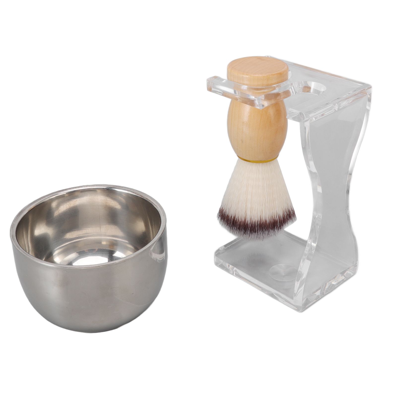 3 PCS Men Shaving Brush Set Acrylic Brush Holder Bubble Bowl Nylon Bristle Brush Kit - Image 2