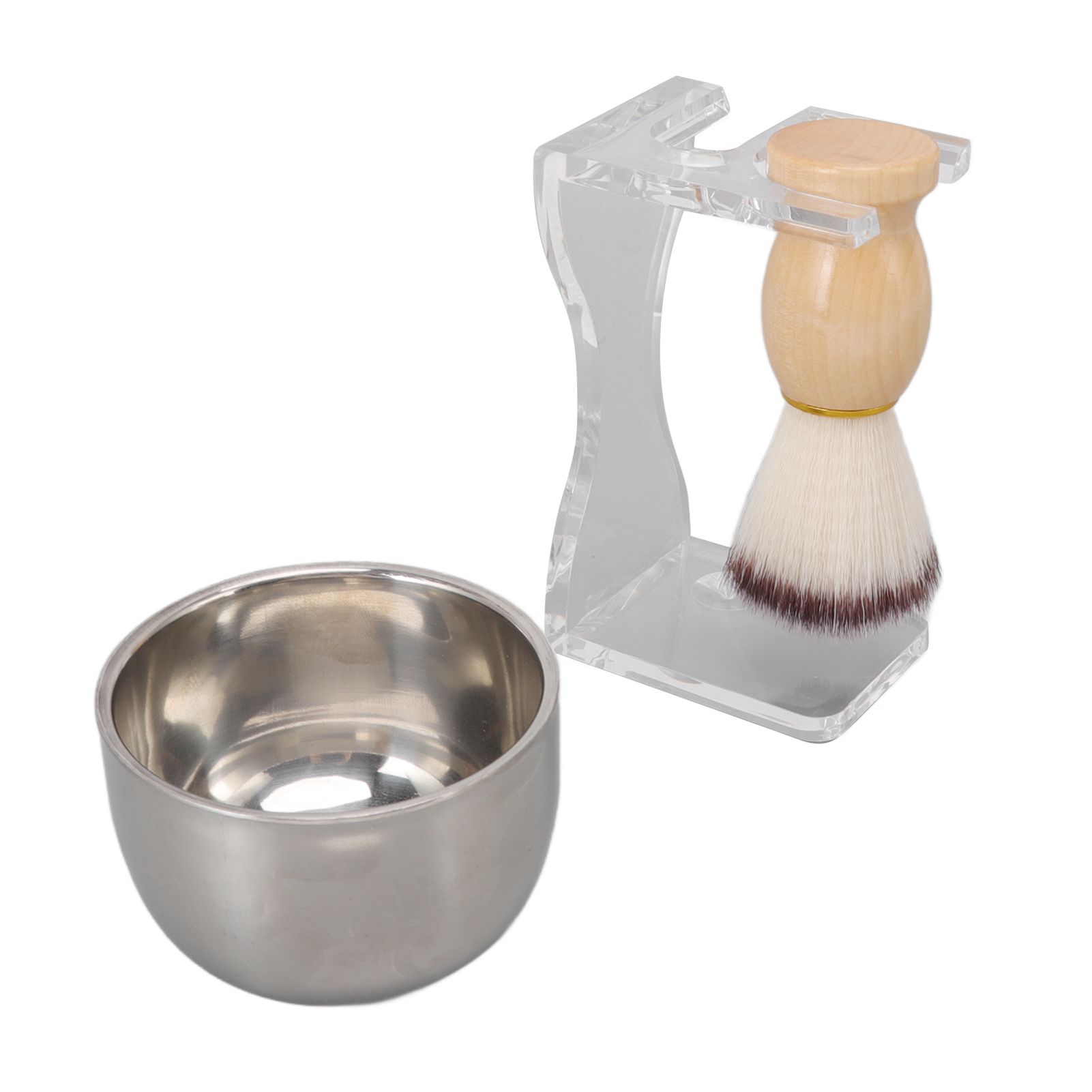 3 PCS Men Shaving Brush Set Acrylic Brush Holder Bubble Bowl Nylon Bristle Brush Kit - Image 3