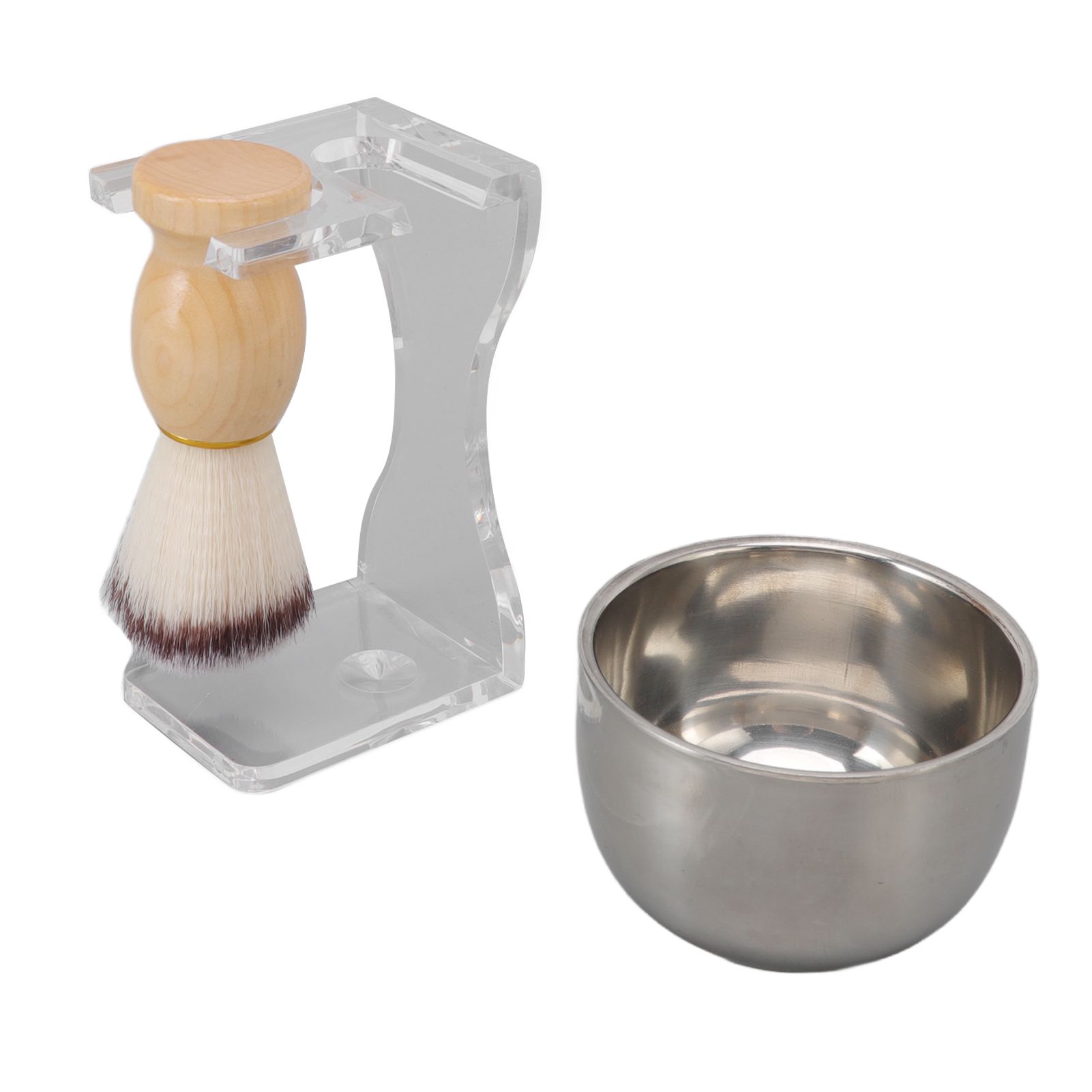 3 PCS Men Shaving Brush Set Acrylic Brush Holder Bubble Bowl Nylon Bristle Brush Kit - Image 5