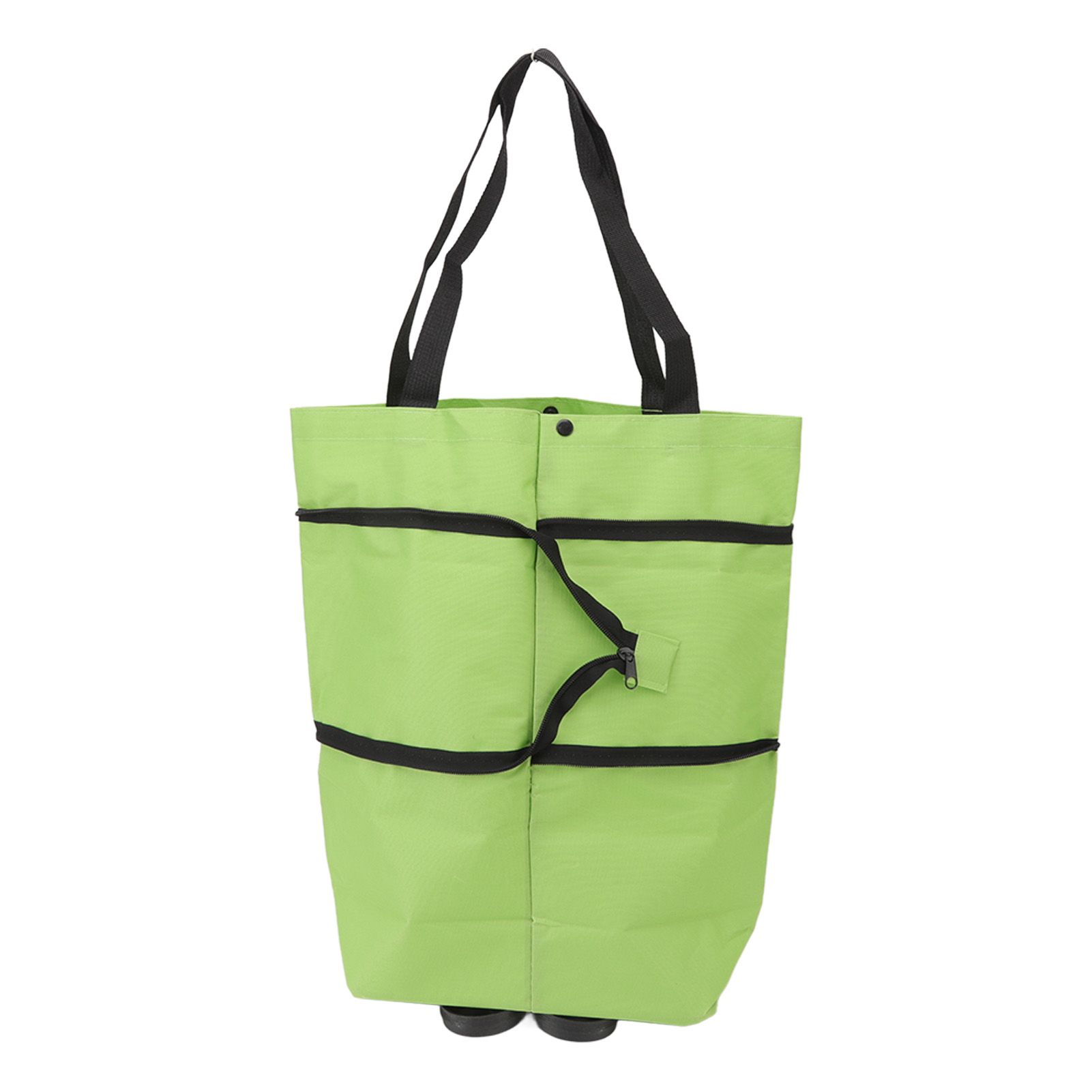 Shopping Cart Foldable Bag Large Capacity Zipper Design Oxford Cloth with Wheel for Camping Green - Image 7