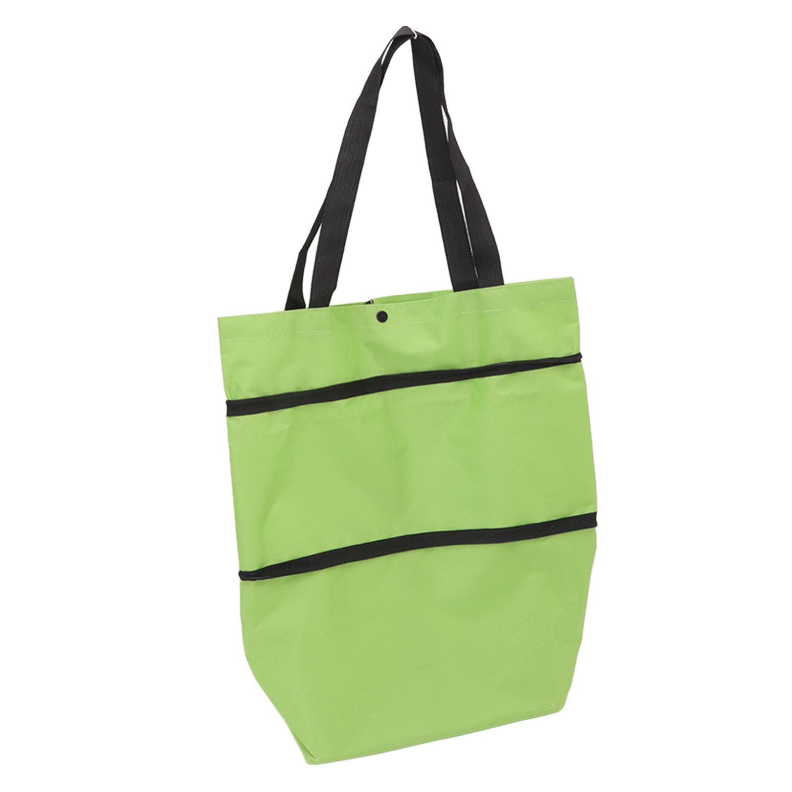 Shopping Cart Foldable Bag Large Capacity Zipper Design Oxford Cloth with Wheel for Camping Green - Image 8