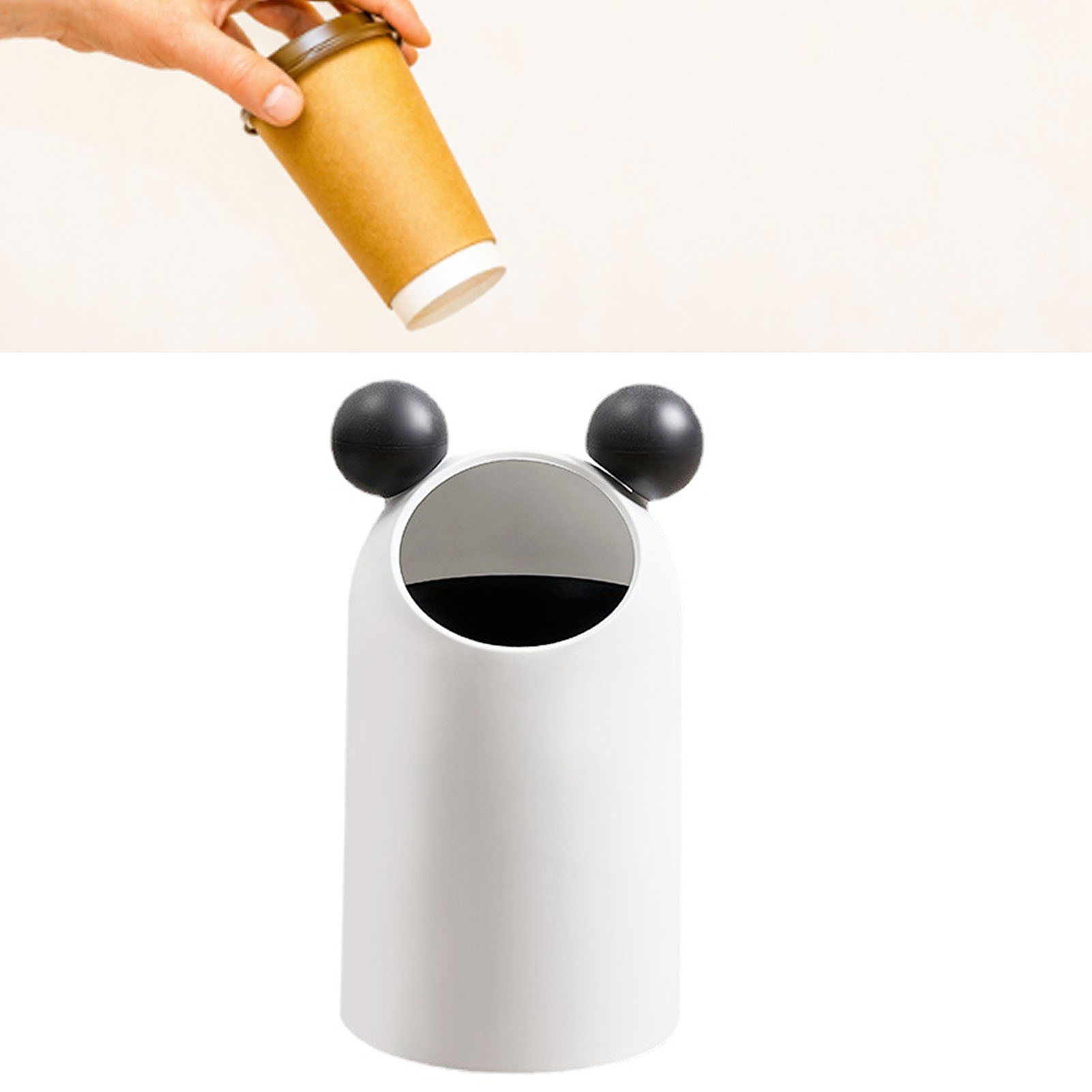 Trash Can Inclined Opening Large Capacity Modern Look Thickened Garbage Bin for Kitchen Bathroom Office Living Room White - Image 6