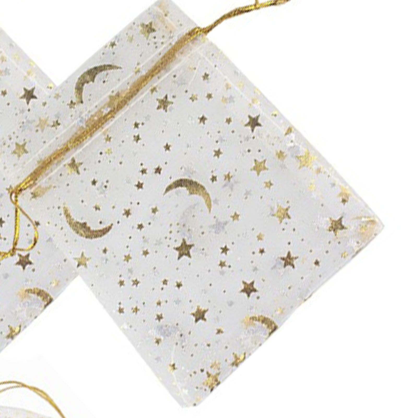 100 Pcs Drawstring Mesh Bag 9x12cm Star Moon Pattern Organza Fabric Fashionable Style Favor Pouch for Weddings Party - Image 8