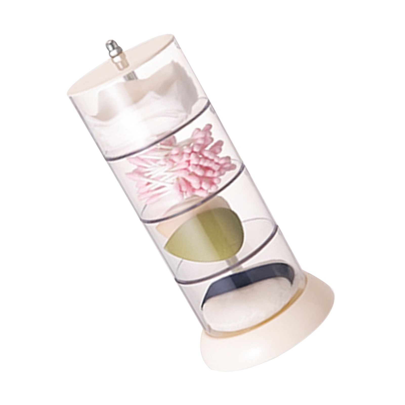 Multi Layer Powder Puff Organizer Breathable Dustproof Earring White Rotatable Container for Home 4 Tiers - Image 2