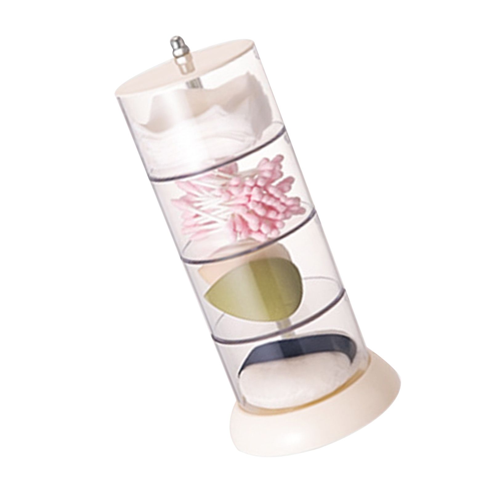 Multi Layer Powder Puff Organizer Breathable Dustproof Earring White Rotatable Container for Home 4 Tiers - Image 3