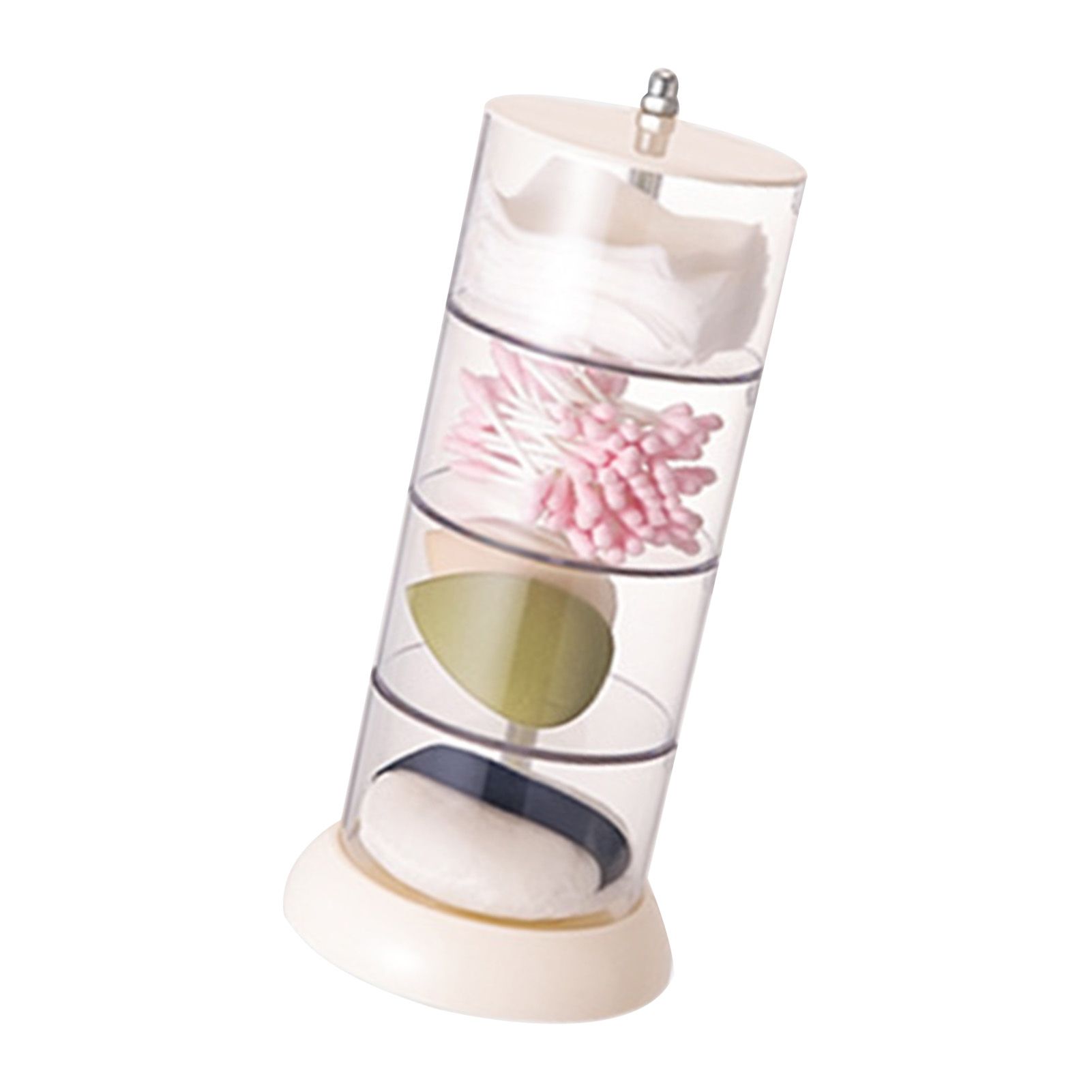 Multi Layer Powder Puff Organizer Breathable Dustproof Earring White Rotatable Container for Home 4 Tiers - Image 4