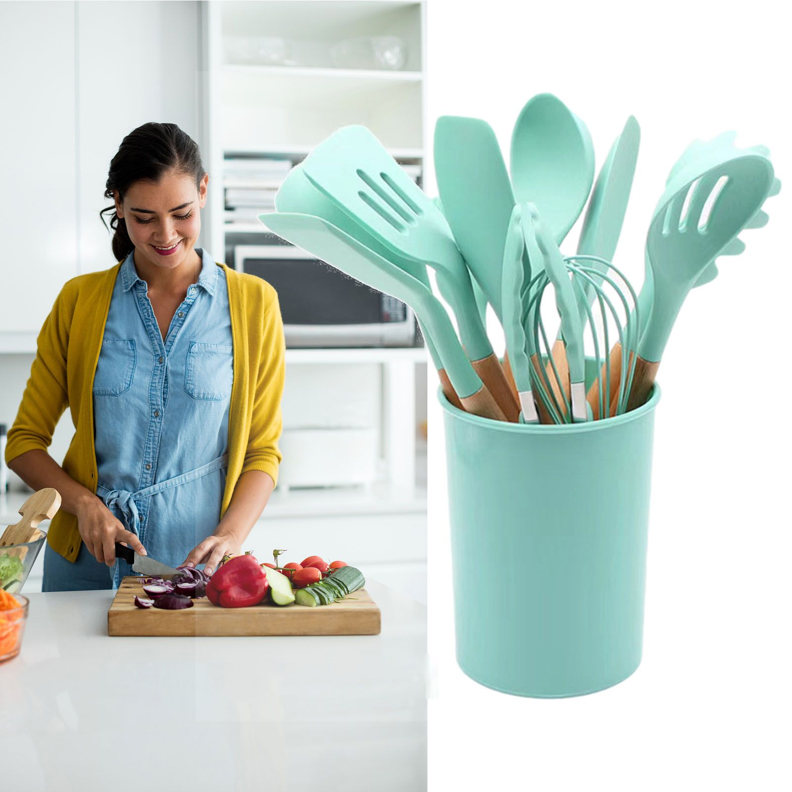 12pcs Nylon Cooking Utensil Set BPA Free Heat Resistant Prevents Stick Kitchen Utensil Set for Kitchen Tool - Image 6