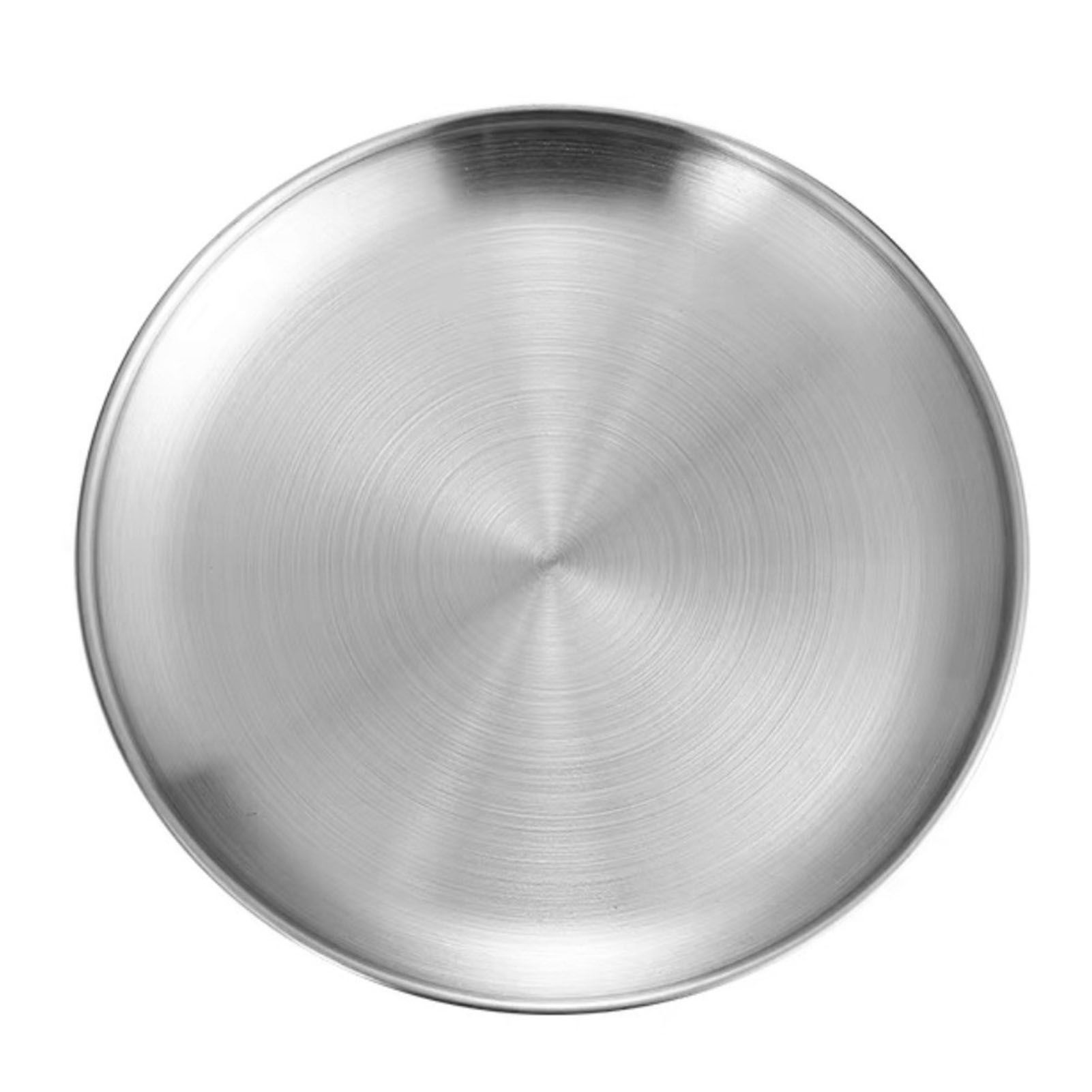 Stainless Steel Round Pizza Pan Tray Diameter 11.8in Round Brushed Metal Dinner Plates for Cake Dessert Fruit Western Cuisine - Image 1