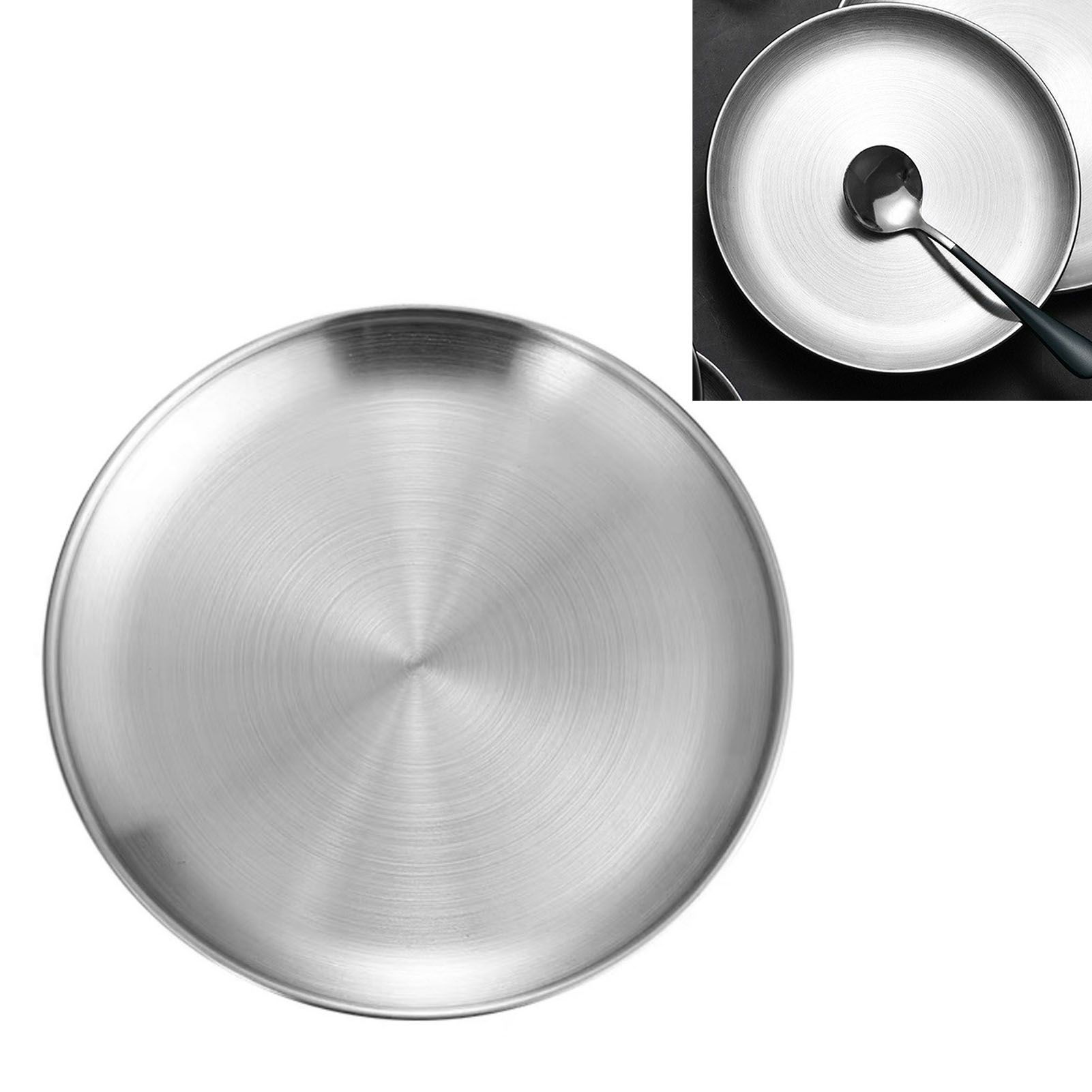 Stainless Steel Round Pizza Pan Tray Diameter 11.8in Round Brushed Metal Dinner Plates for Cake Dessert Fruit Western Cuisine - Image 4