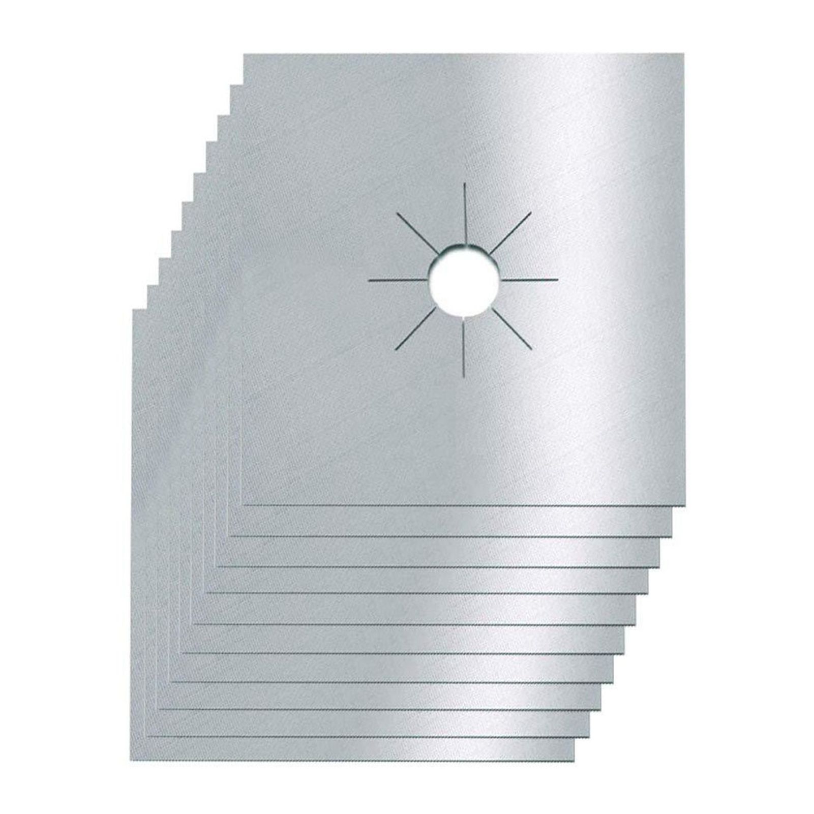 10pcs Gas Range Stove Cover Thickness 0.2mm Waterproof Reusable Heat Resistant Fiberglass Gas Stove Protector Pad Silver - Image 1