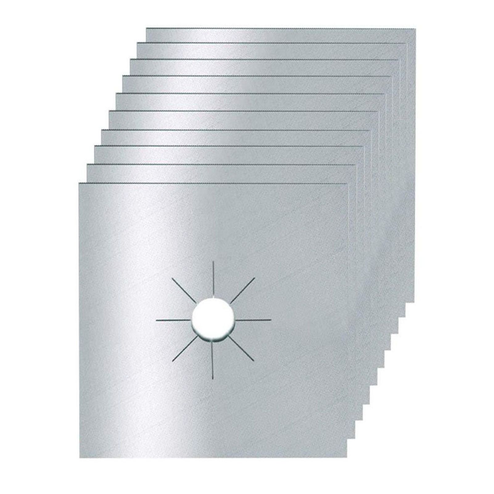 10pcs Gas Range Stove Cover Thickness 0.2mm Waterproof Reusable Heat Resistant Fiberglass Gas Stove Protector Pad Silver - Image 3
