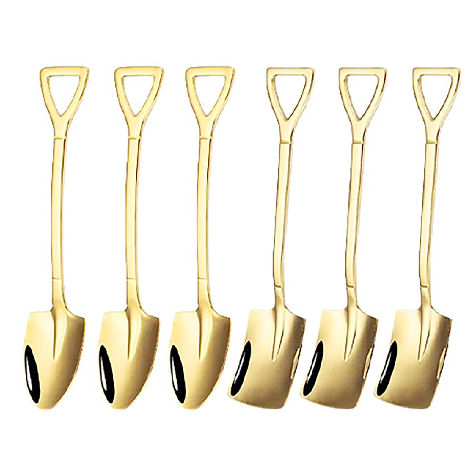 6Pcs Shovel Spoon Set 15cm Stainless Steel Square Shovel Spoon and Pointed Shovel Spoon Set for Home Outdoor Office Titanium - Image 1