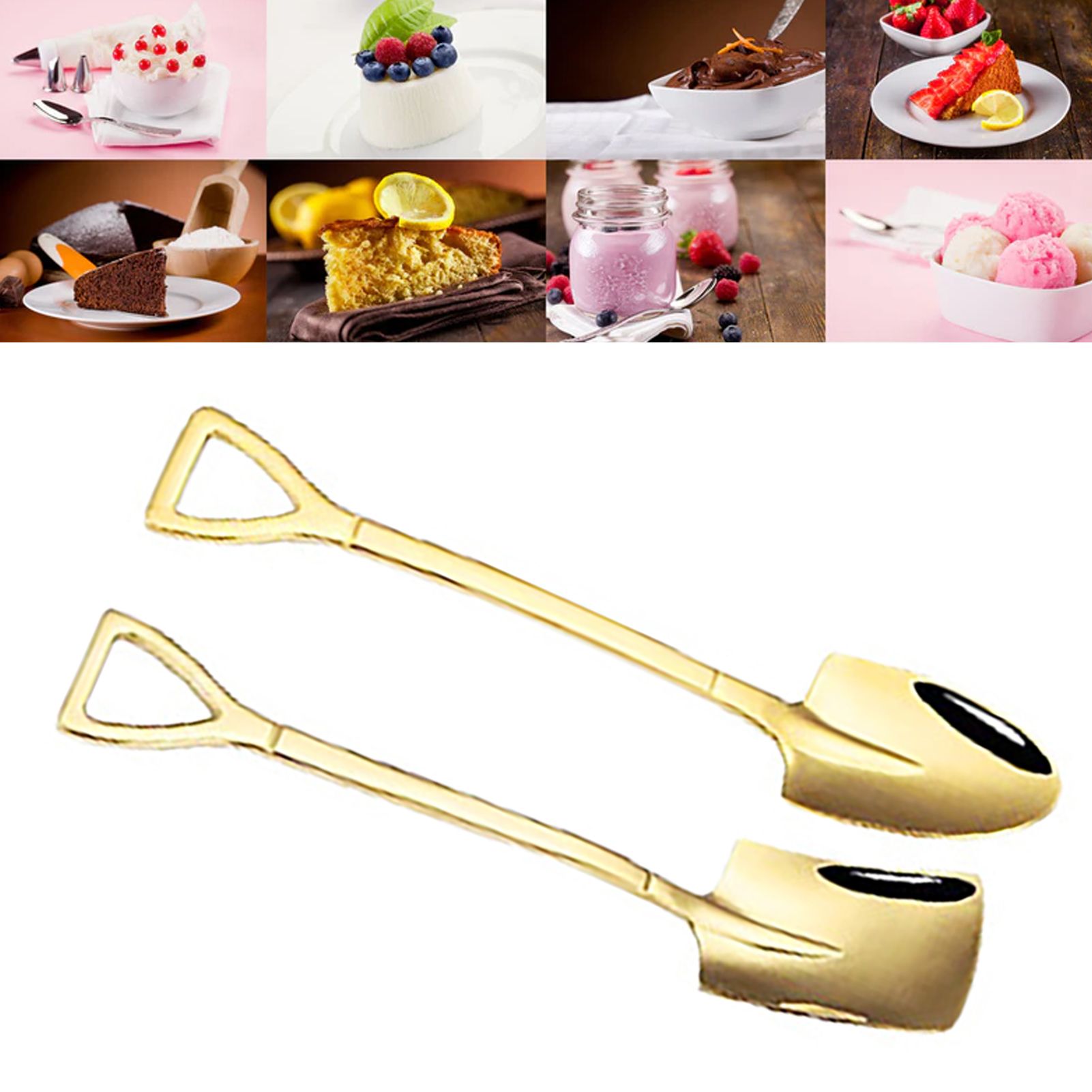 6Pcs Shovel Spoon Set 15cm Stainless Steel Square Shovel Spoon and Pointed Shovel Spoon Set for Home Outdoor Office Titanium - Image 6