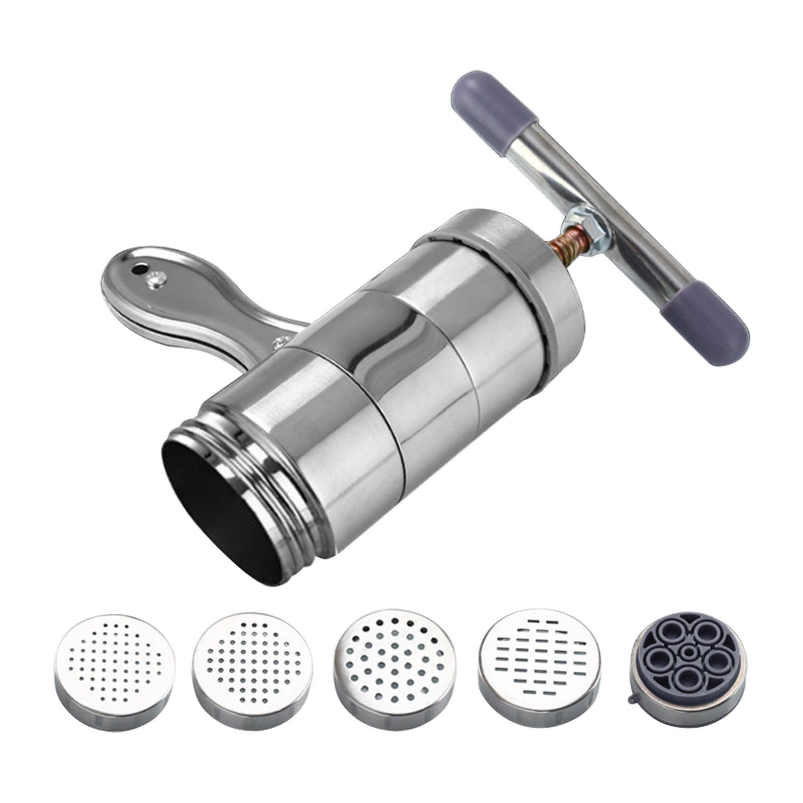 Manual Press Pasta Machine Stainless Steel Hand Wringing Noodles Making Machine with 5 Noodle Mould - Image 1