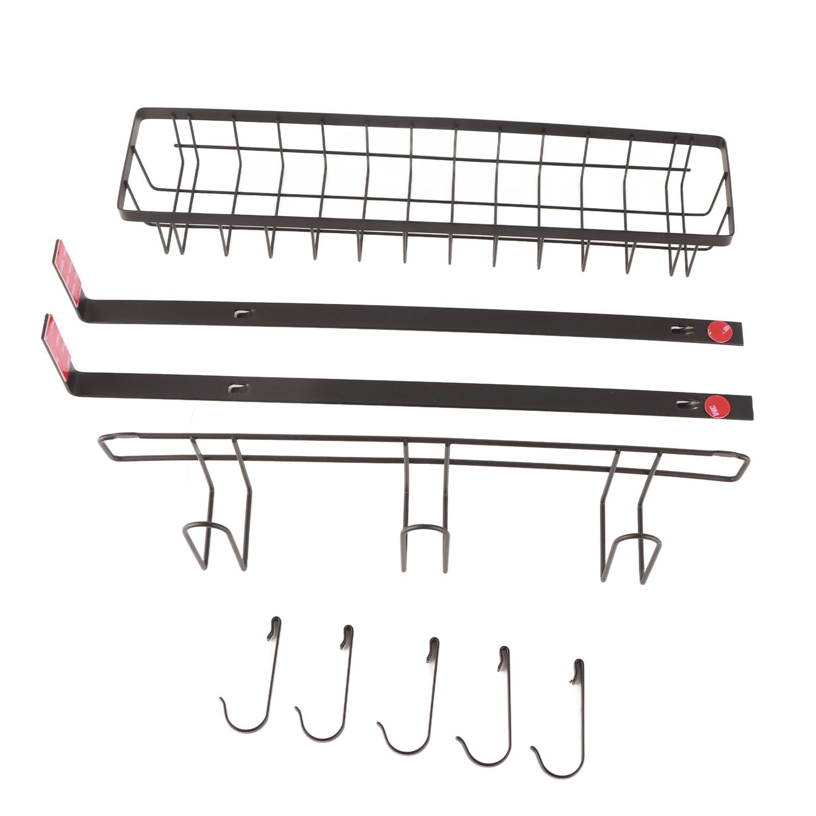 Refrigerator Hanging Shelf Nail Free with Hooks Black Refrigerator Spice Rack for Home Kitchen Double Layer - Image 1