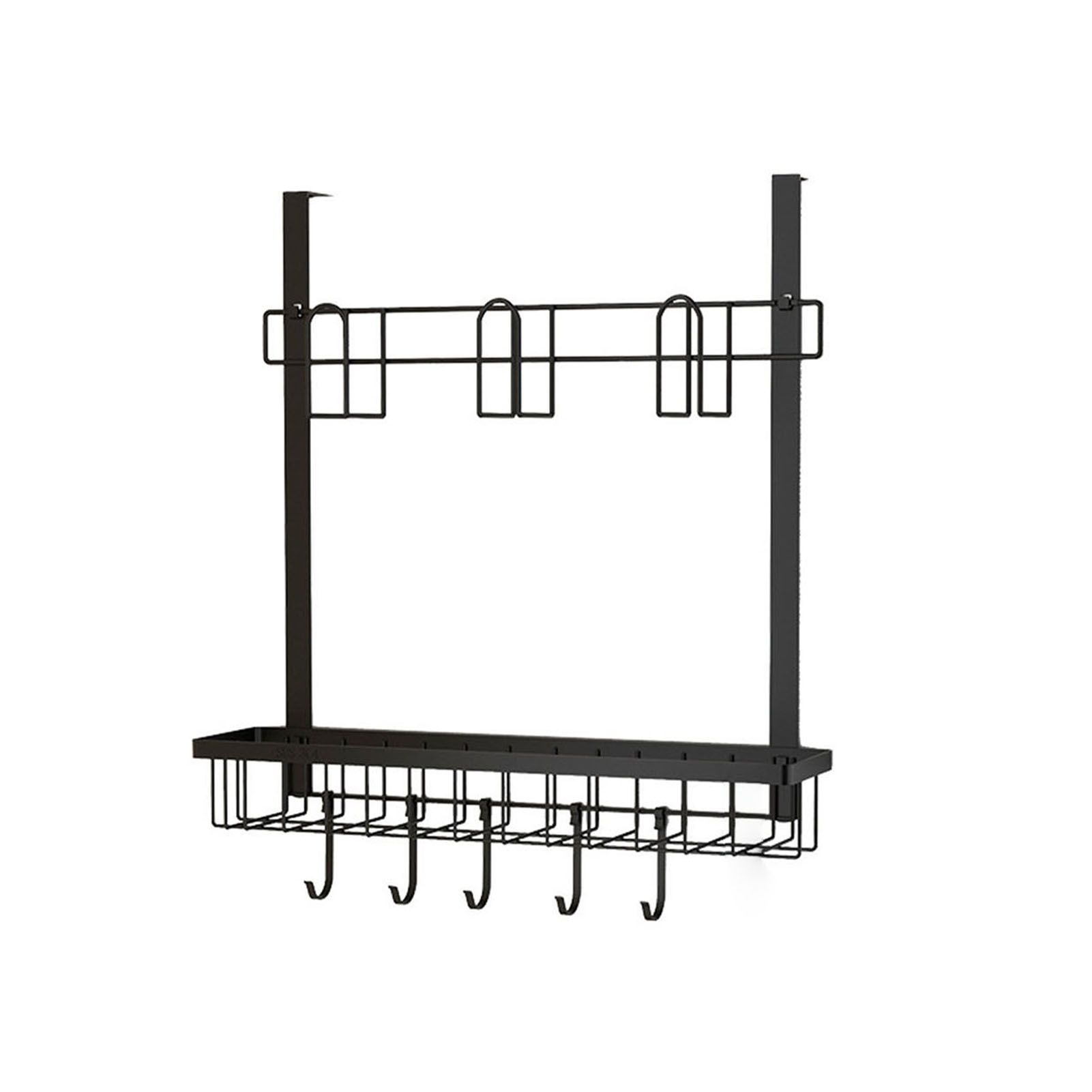 Refrigerator Hanging Shelf Nail Free with Hooks Black Refrigerator Spice Rack for Home Kitchen Double Layer - Image 2