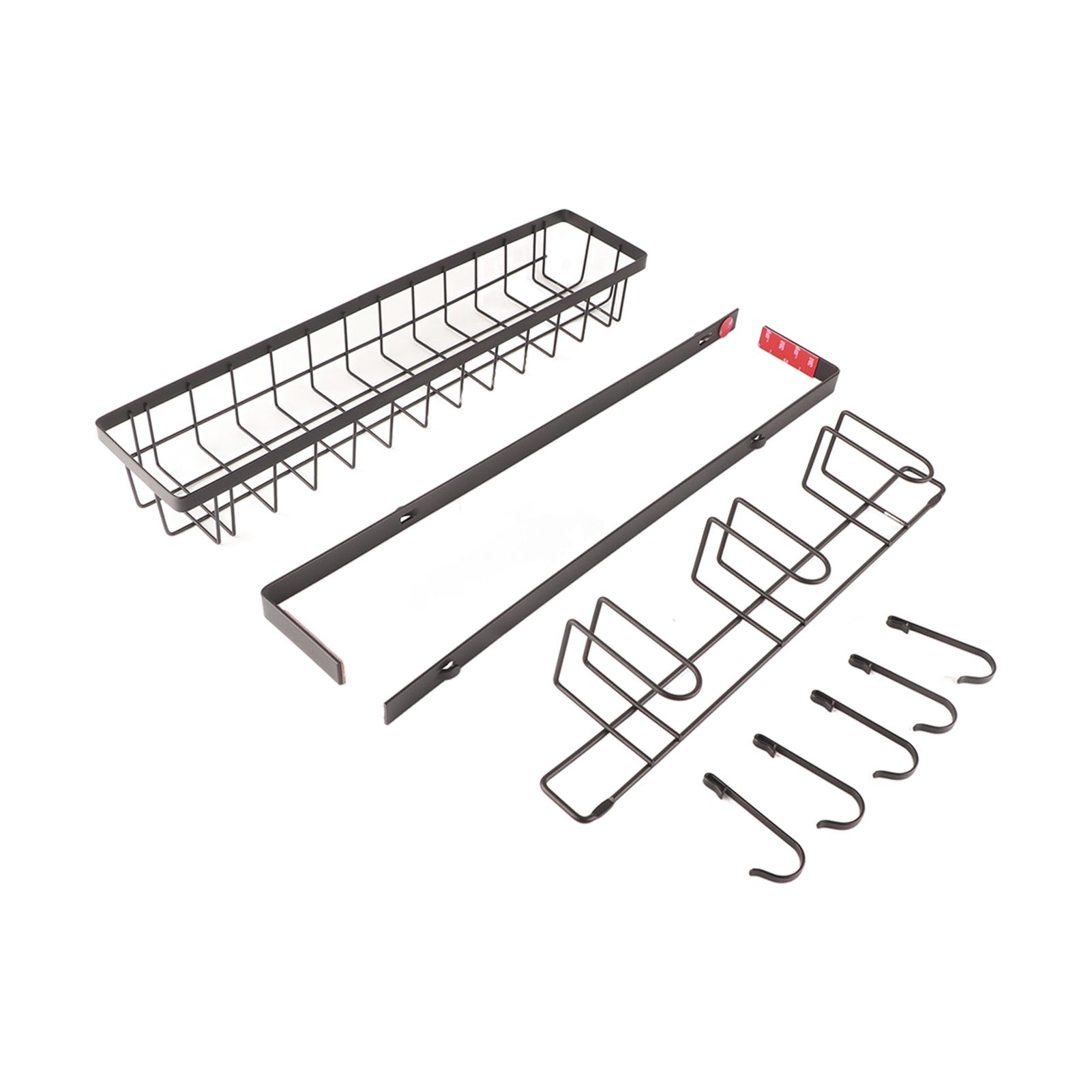 Refrigerator Hanging Shelf Nail Free with Hooks Black Refrigerator Spice Rack for Home Kitchen Double Layer - Image 3