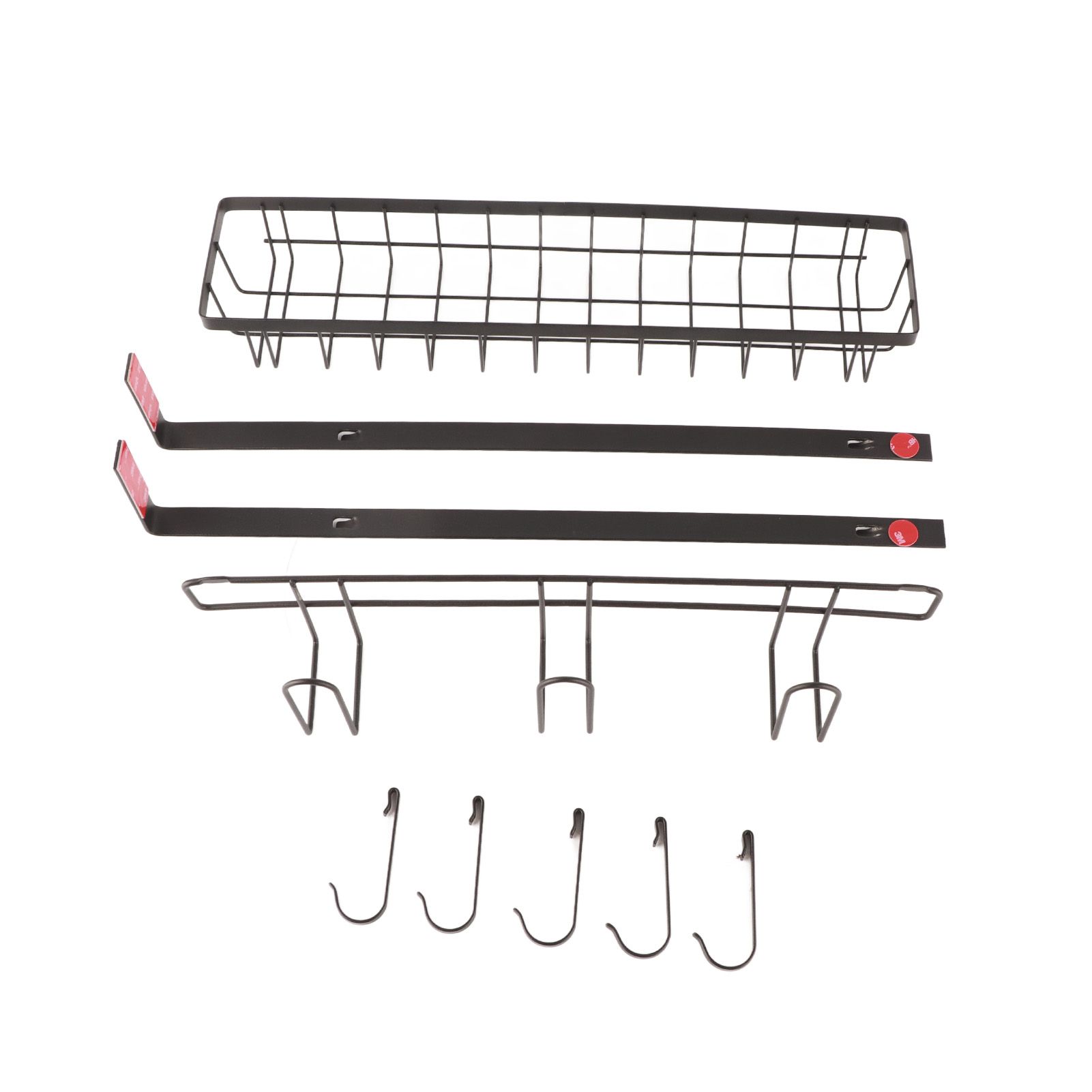 Refrigerator Hanging Shelf Nail Free with Hooks Black Refrigerator Spice Rack for Home Kitchen Double Layer - Image 4