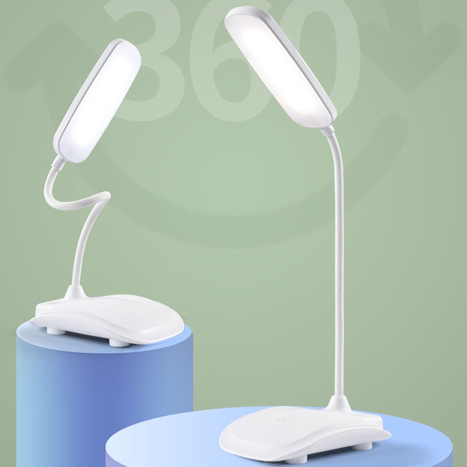 LED Desk Lamp Touch Control Three Level Color Temperature Stepless Dimming USB Charging Table Lamp White - Image 5