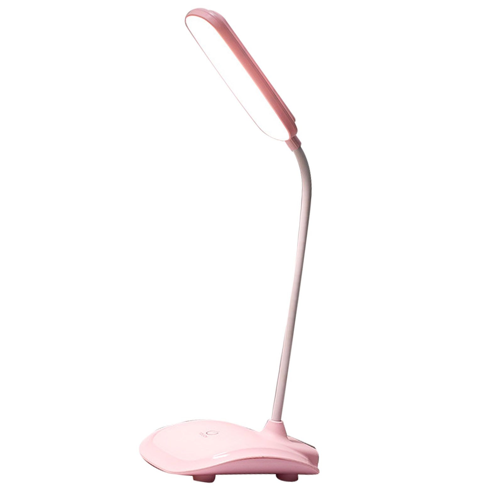 LED Desk Lamp Touch Control Three Level Color Temperature Stepless Dimming USB Charging Table Lamp Pink - Image 2