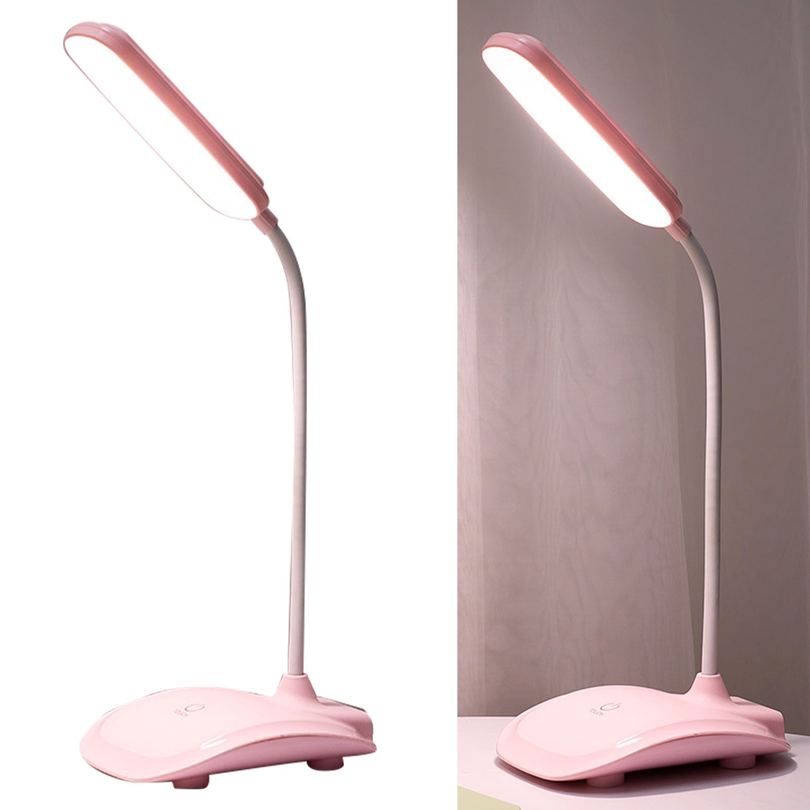 LED Desk Lamp Touch Control Three Level Color Temperature Stepless Dimming USB Charging Table Lamp Pink - Image 5