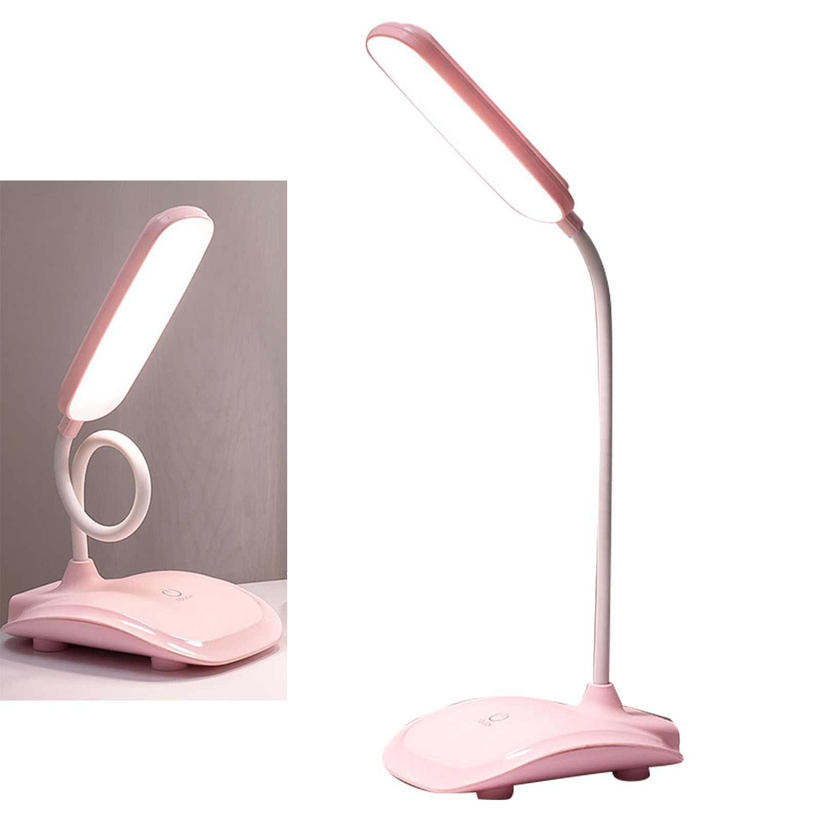 LED Desk Lamp Touch Control Three Level Color Temperature Stepless Dimming USB Charging Table Lamp Pink - Image 6