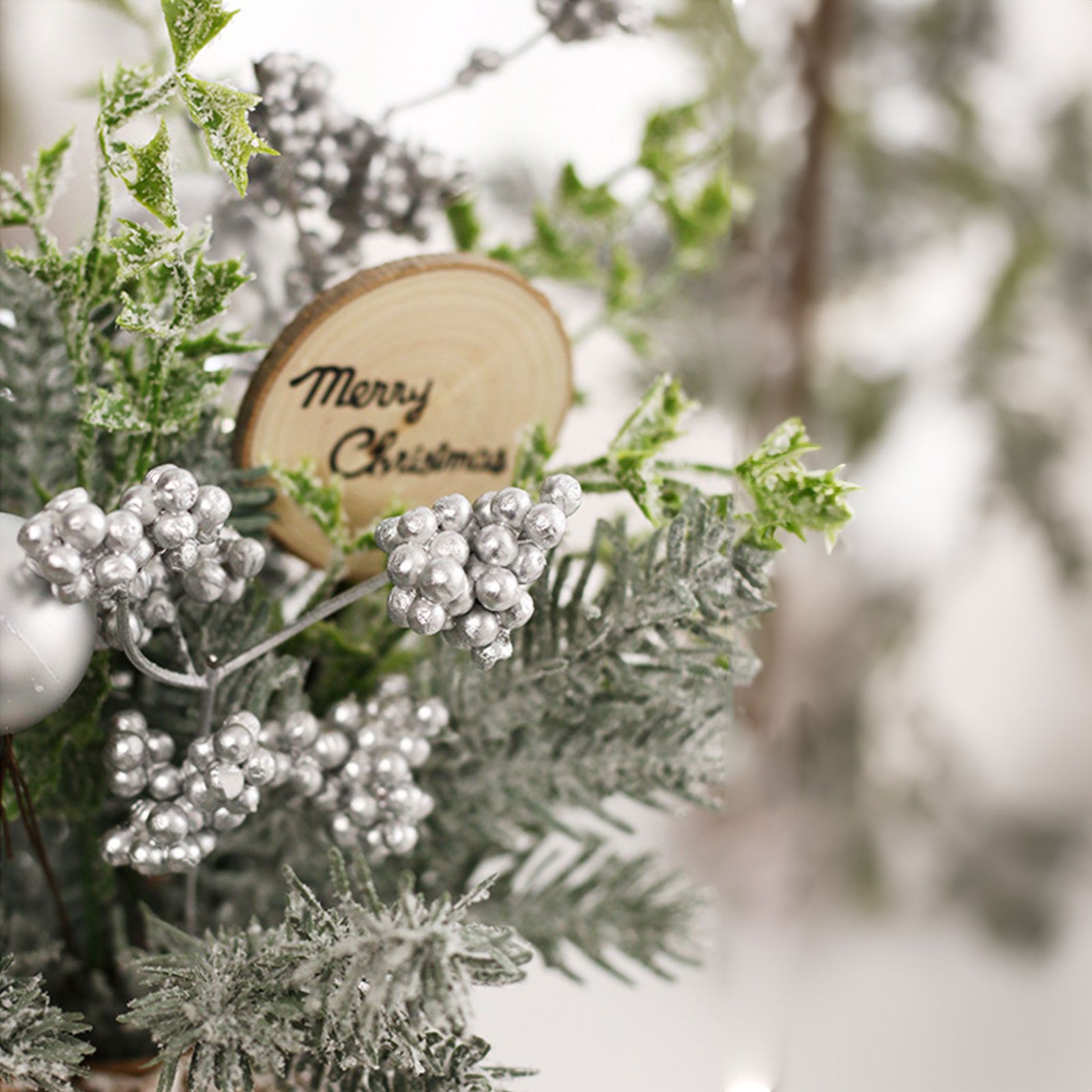 Mini Christmas Tree Decorations 35cm Flocking Pine Cone Simulation Artificial Christmas Tree Home Desktop Ornaments - Image 2