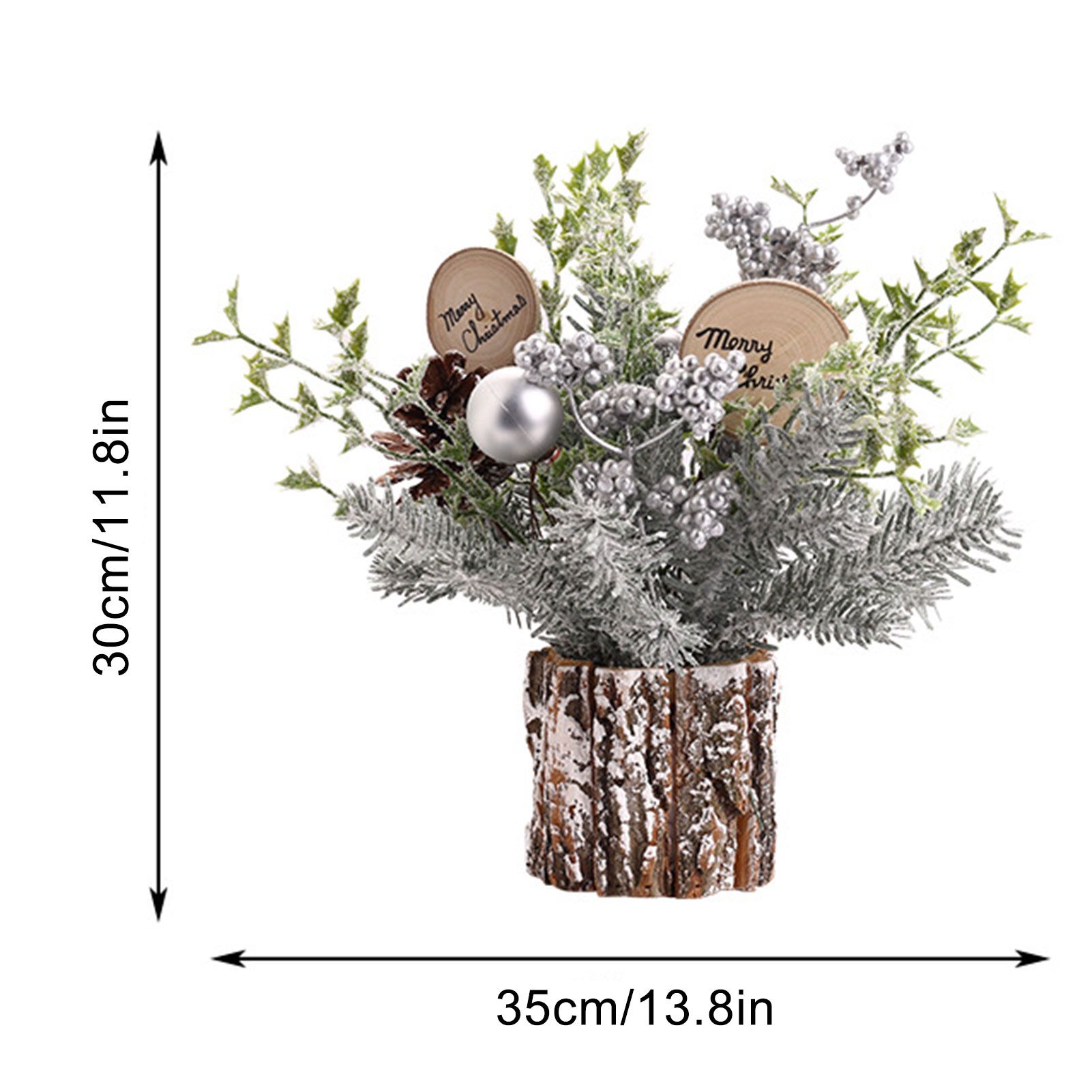 Mini Christmas Tree Decorations 35cm Flocking Pine Cone Simulation Artificial Christmas Tree Home Desktop Ornaments - Image 3