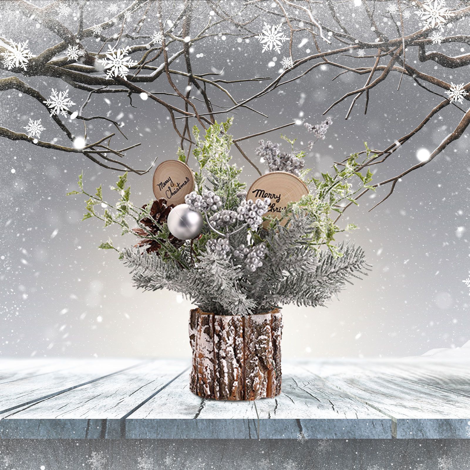 Mini Christmas Tree Decorations 35cm Flocking Pine Cone Simulation Artificial Christmas Tree Home Desktop Ornaments - Image 5
