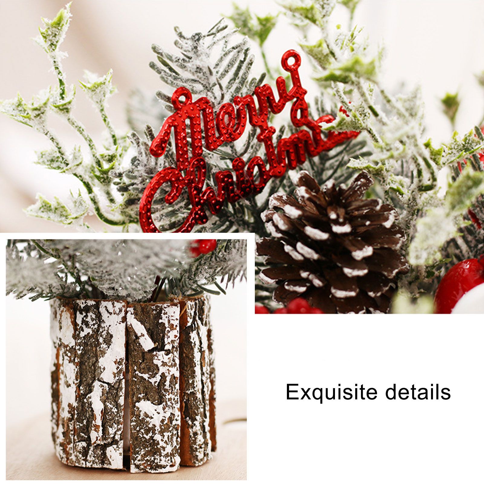 Mini Christmas Tree Decorations 35cm Flocking Pine Cone Simulation Artificial Christmas Tree Home Desktop Ornaments - Image 7