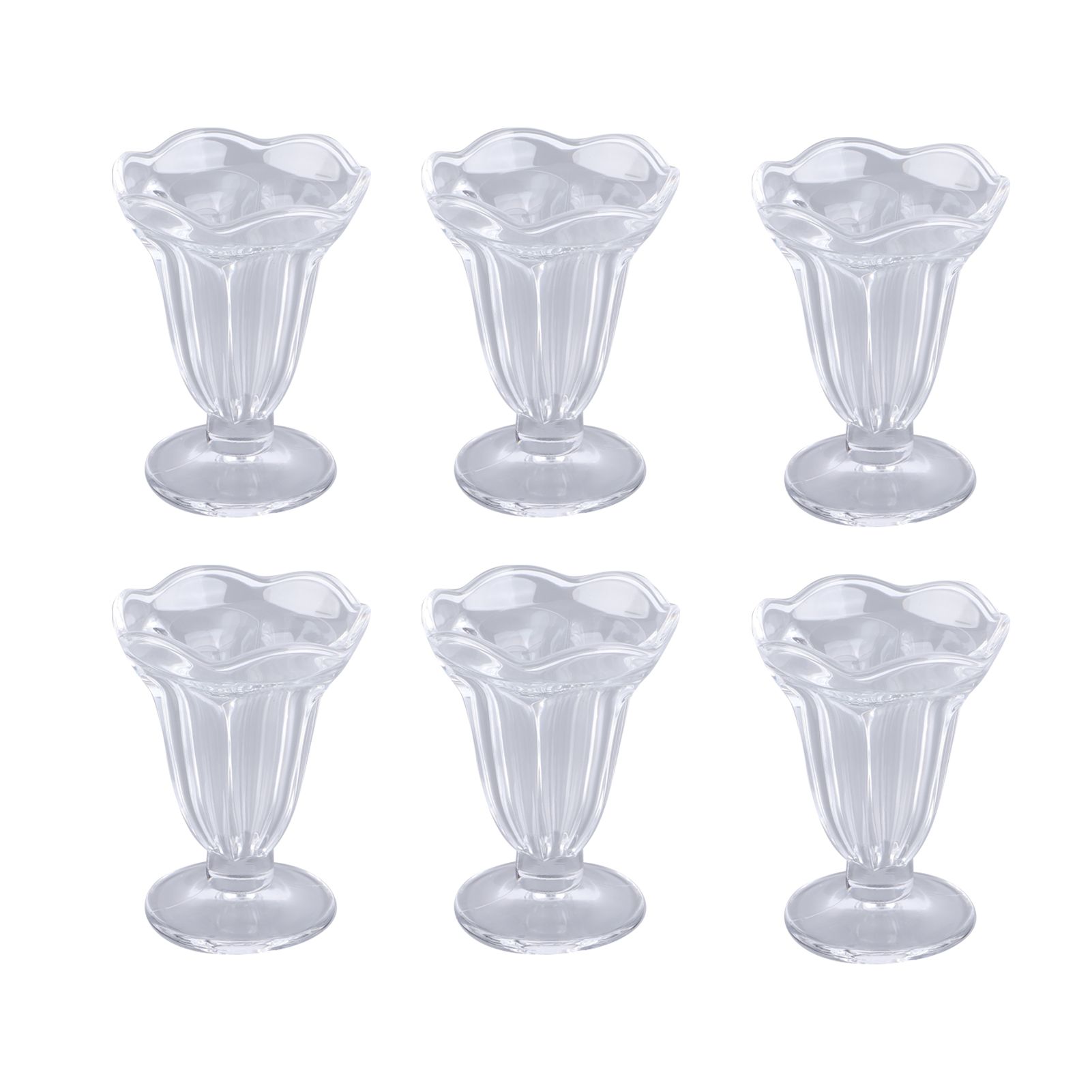 6pcs Ice Cream Cup Creative Unique Flower Sundae Glass Cup Multifunctional Transparent Dessert Cups - Image 1