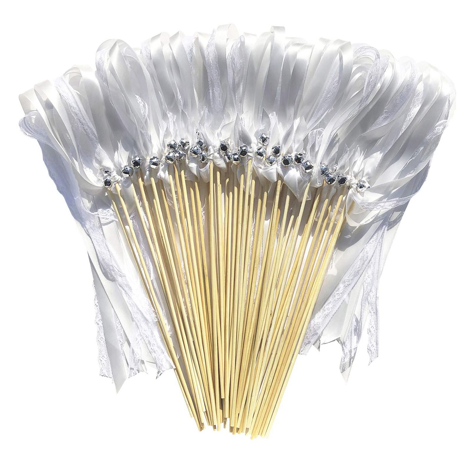 Lace Ribbon Fairy Wand Streamer Stick with Bell Ribbon Magic Wand Decoration for Lawn Wedding Festival Party - Image 1