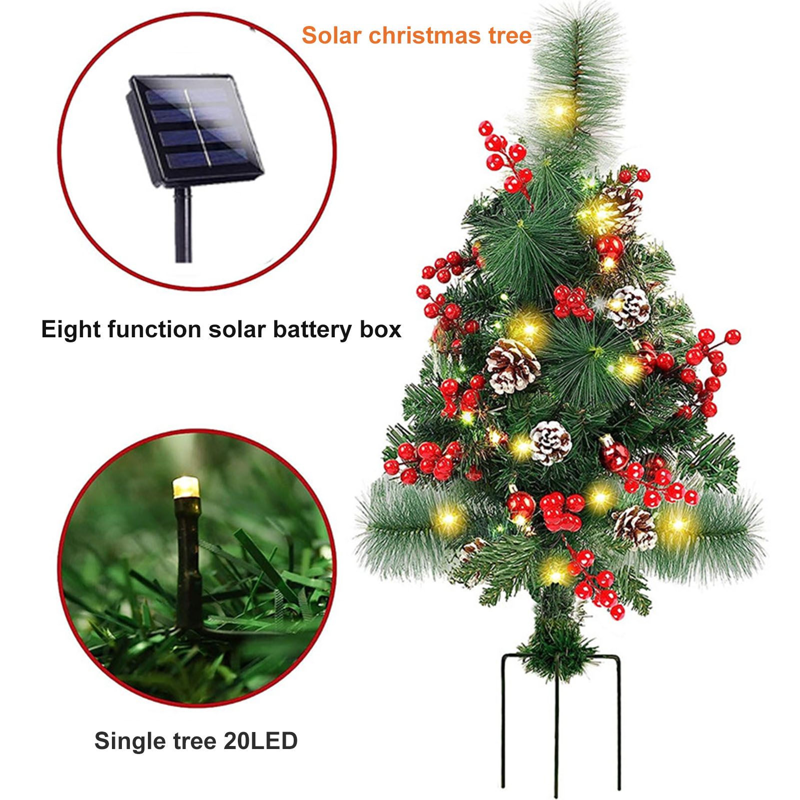 Solar Christmas Tree Garden Stake Lights Outdoor Christmas Tree Lighted Yard Decorations - Image 3