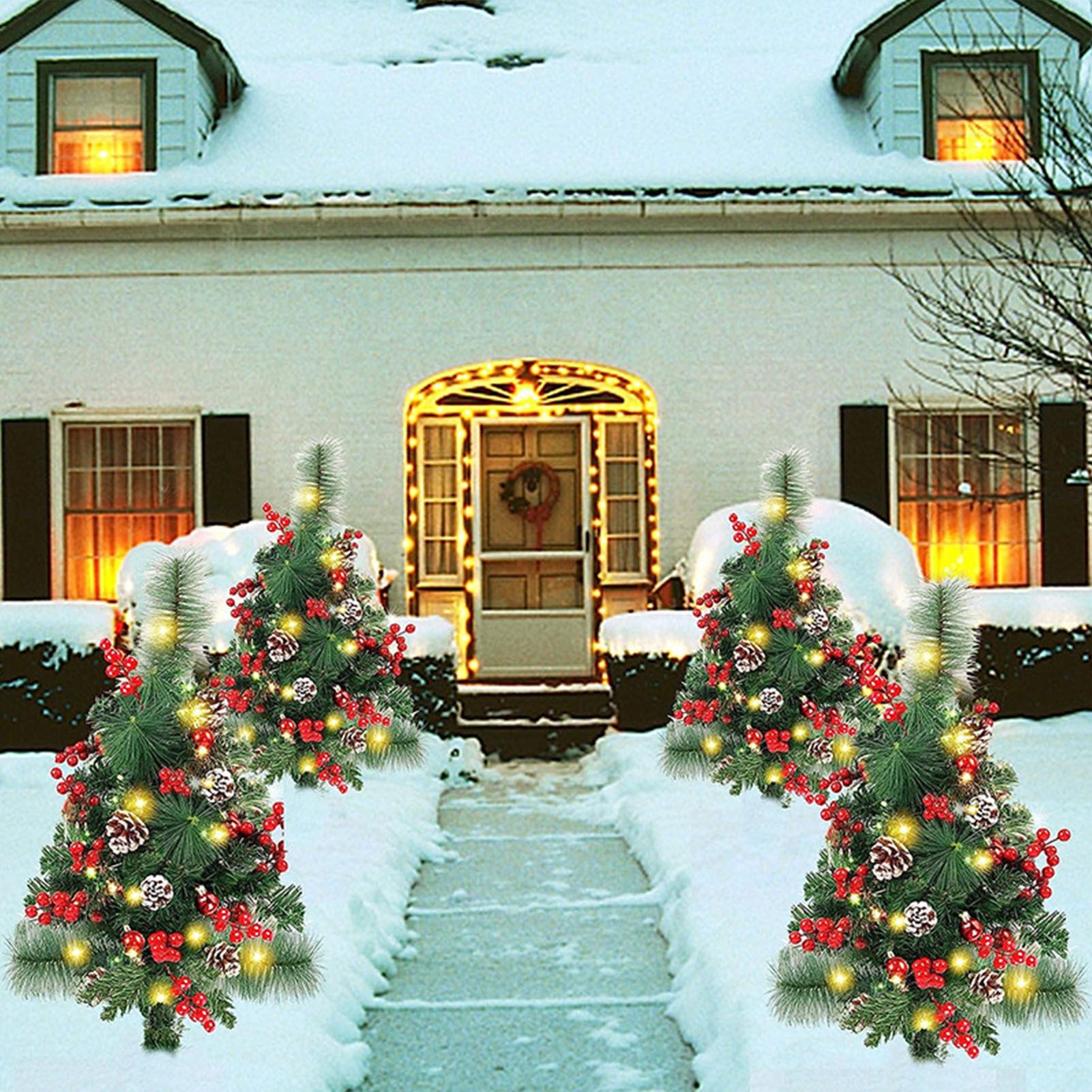 Solar Christmas Tree Garden Stake Lights Outdoor Christmas Tree Lighted Yard Decorations - Image 7