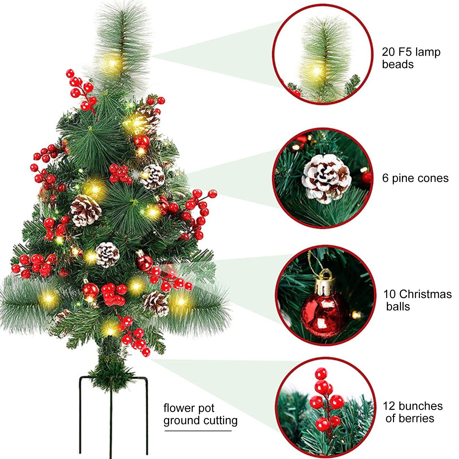 Solar Christmas Tree Garden Stake Lights Outdoor Christmas Tree Lighted Yard Decorations - Image 3