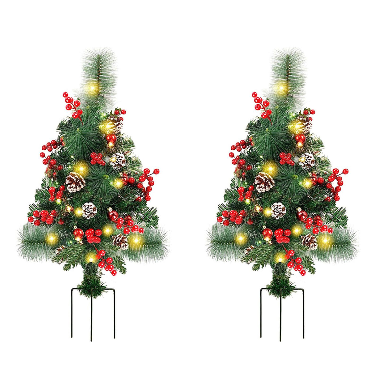 Solar Christmas Tree Garden Stake Lights Outdoor Christmas Tree Lighted Yard Decorations - Image 1