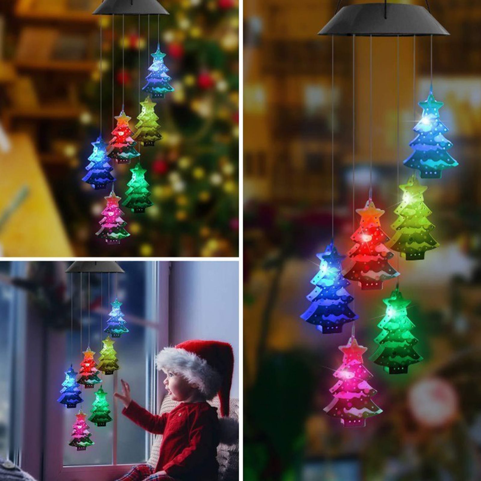 Yard Solar Wind Chime Light LED Solar Powered Wind Chimes Hanging Lamp for Patio Garden - Image 2