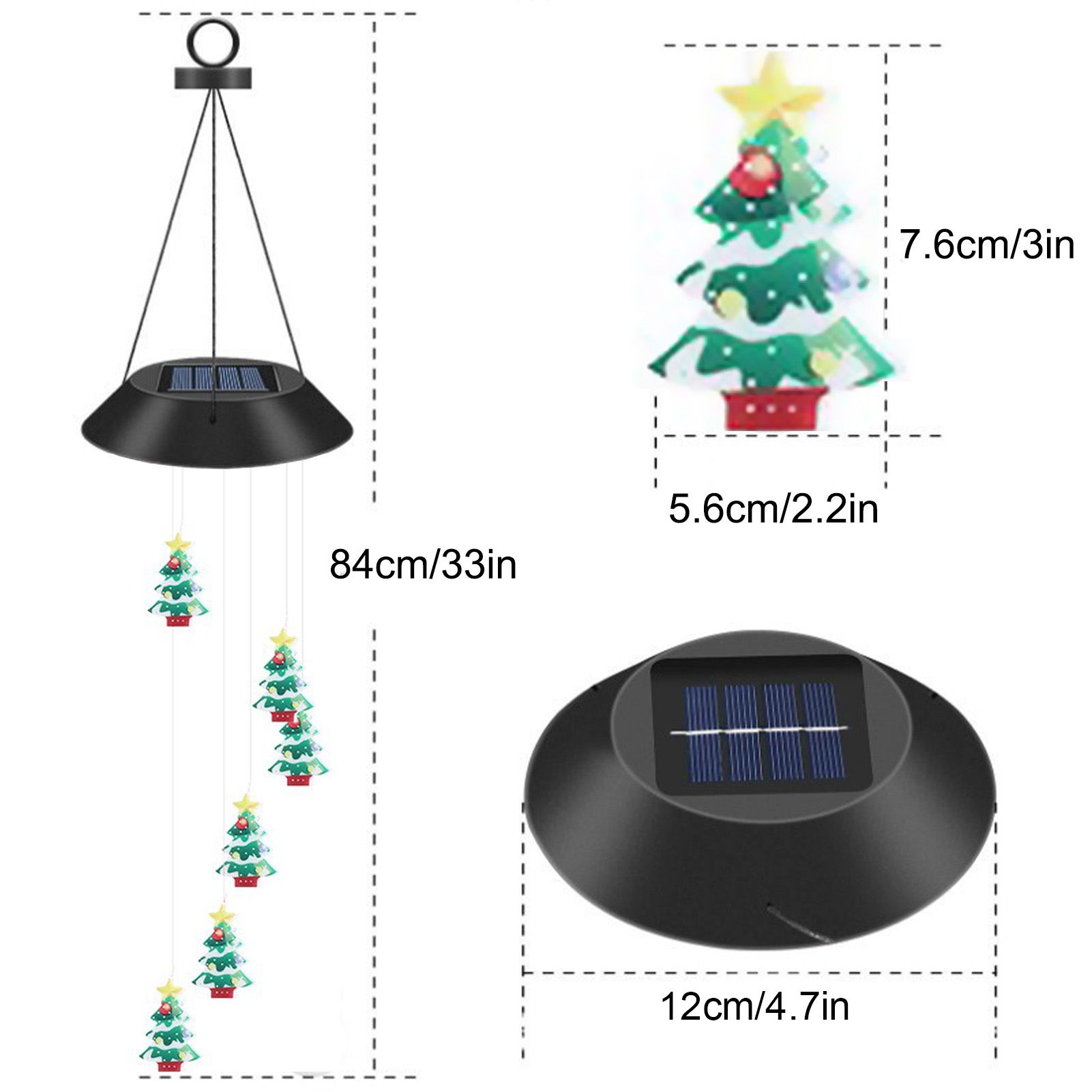 Yard Solar Wind Chime Light LED Solar Powered Wind Chimes Hanging Lamp for Patio Garden - Image 6