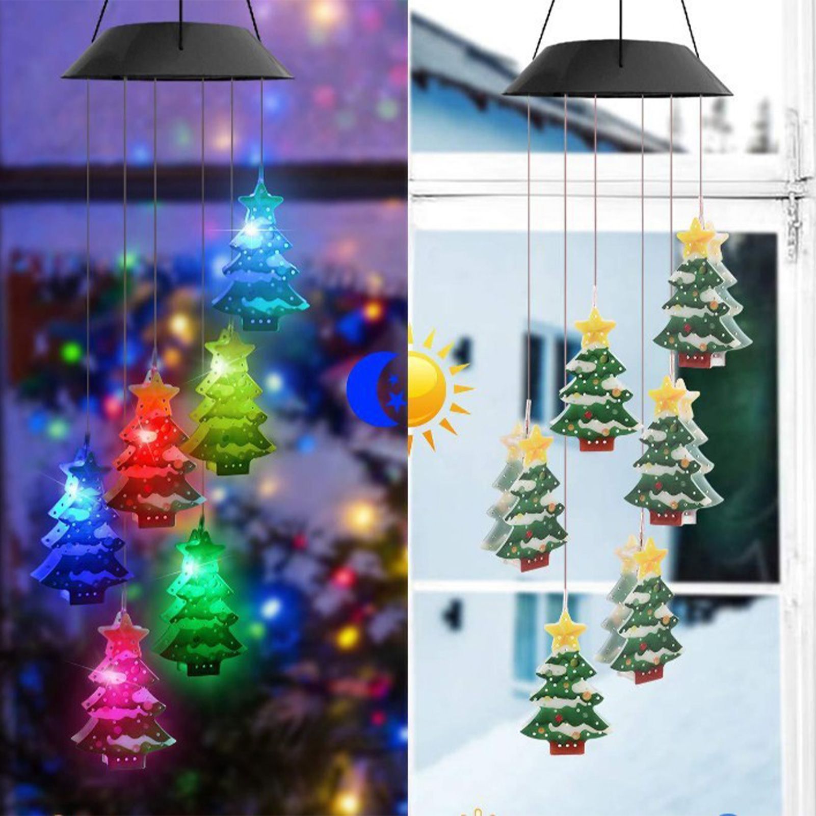 Yard Solar Wind Chime Light LED Solar Powered Wind Chimes Hanging Lamp for Patio Garden - Image 7