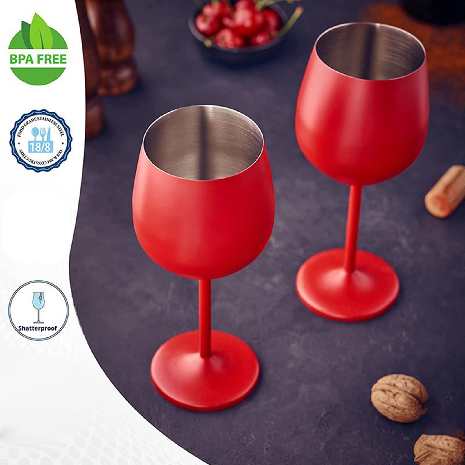 1 PCS 18oz Stainless Steel Matte Wine Glasses Red - Image 4