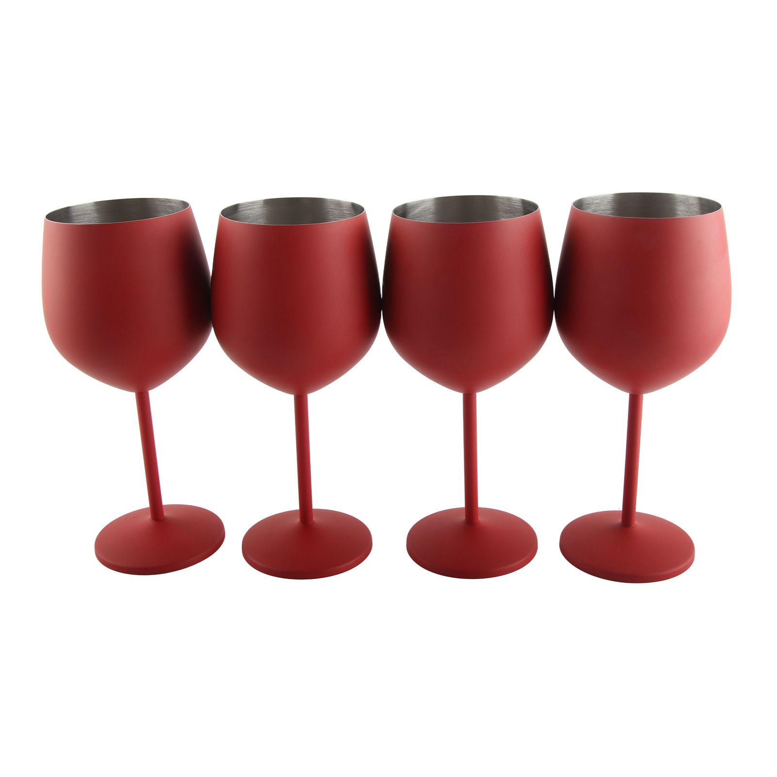 4 PCS 18oz Stainless Steel Matte Wine Glasses Red - Image 1