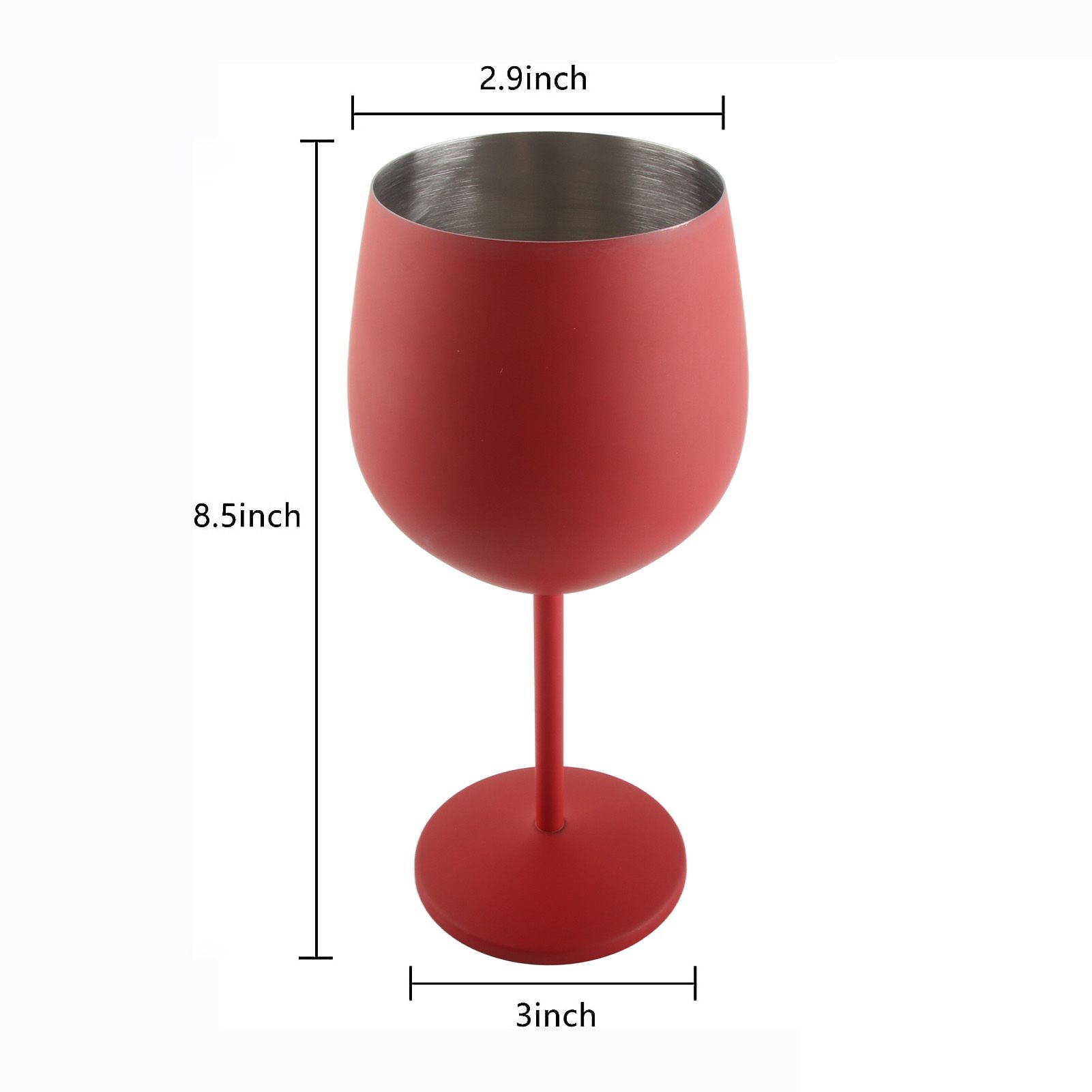4 PCS 18oz Stainless Steel Matte Wine Glasses Red - Image 7