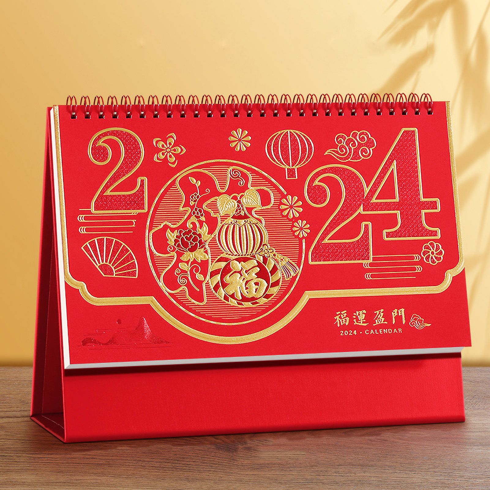 Dragon Year Desk Calendar Freestanding Flip Calendar Chinese New Year Calendar Monthly Desktop Calendar Year of The Dragon Calendar for Home Office - Image 1