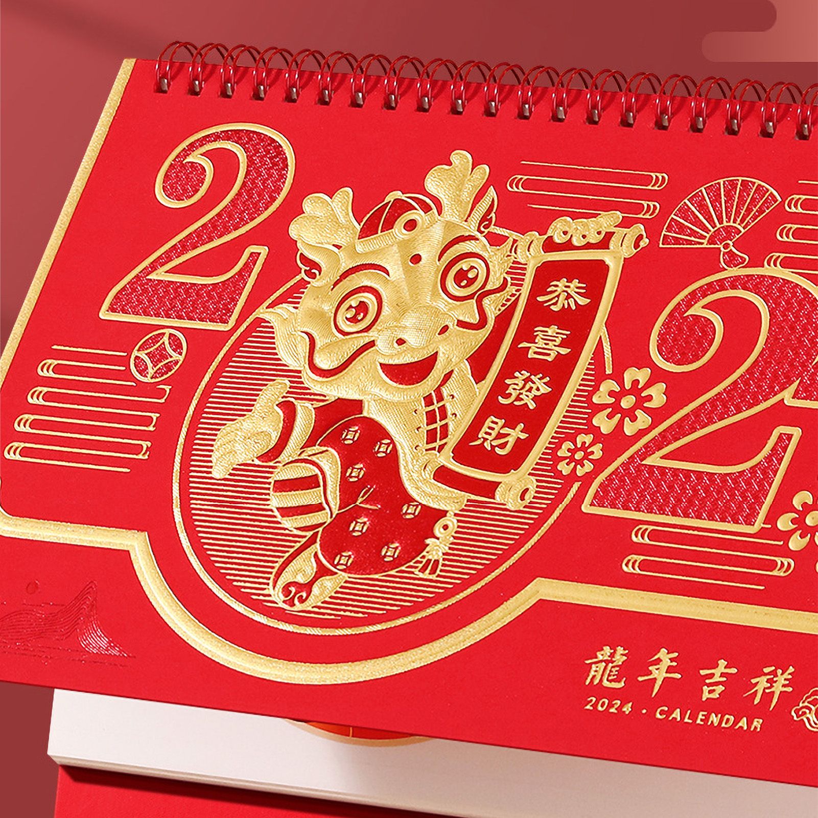 Dragon Year Desk Calendar Freestanding Flip Calendar Chinese New Year Calendar Monthly Desktop Calendar Year of The Dragon Calendar for Home Office - Image 5