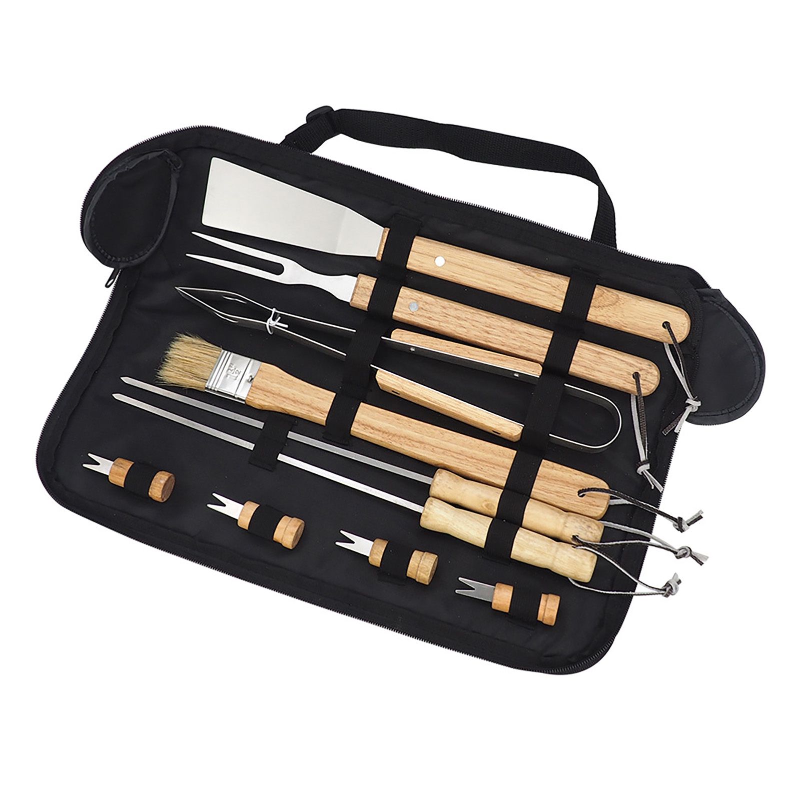 10PCS Grilling Tool Set Stainless Steel with Wood Handle Grill Utensils for Picnic Barbecue - Image 2