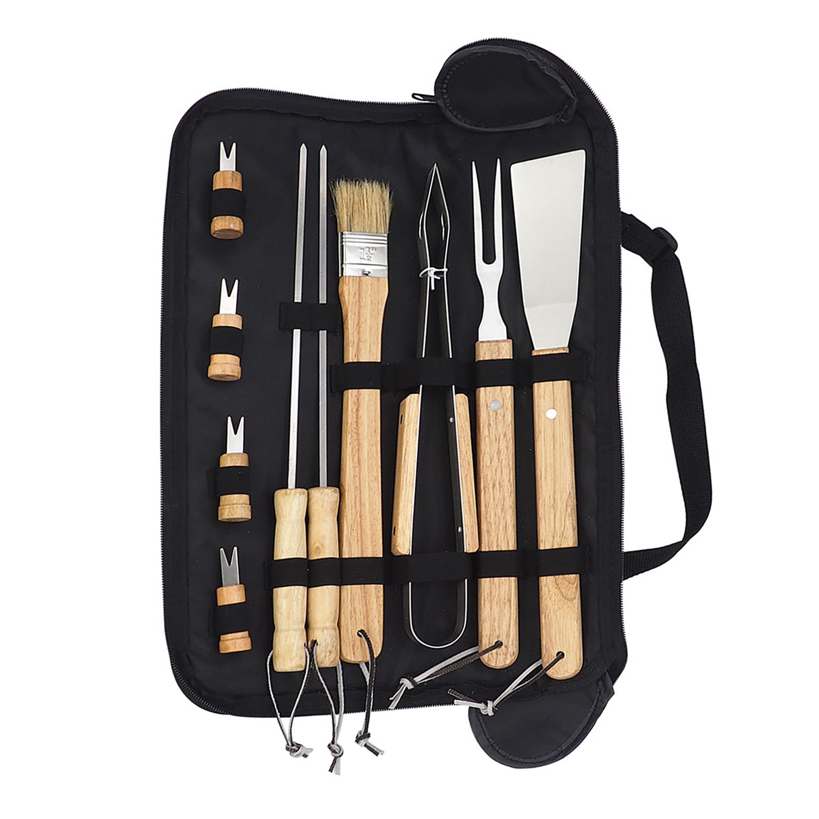 10PCS Grilling Tool Set Stainless Steel with Wood Handle Grill Utensils for Picnic Barbecue - Image 3