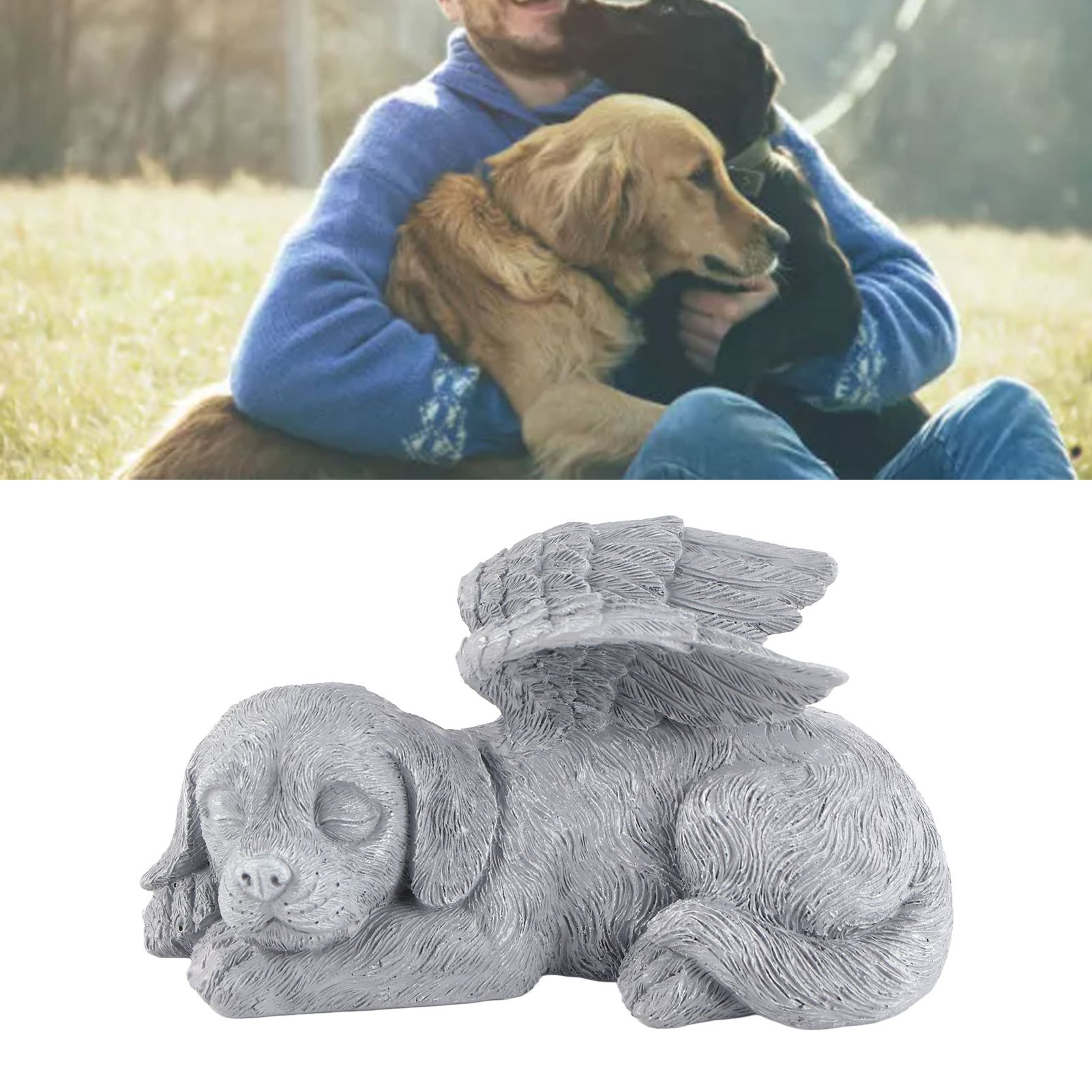 Pet Memorial Statue Resin Sleeping Pet Angel Garden Sculpture for Pet Memorial Gravestone Ornament Angel Dog - Image 5