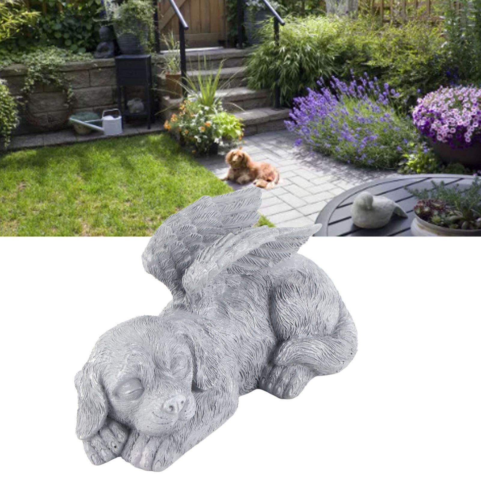 Pet Memorial Statue Resin Sleeping Pet Angel Garden Sculpture for Pet Memorial Gravestone Ornament Angel Dog - Image 6