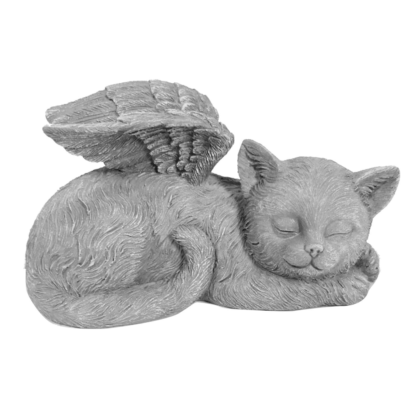 Pet Memorial Statue Resin Sleeping Pet Angel Garden Sculpture for Pet Memorial Gravestone Ornament Angel Cat - Image 1